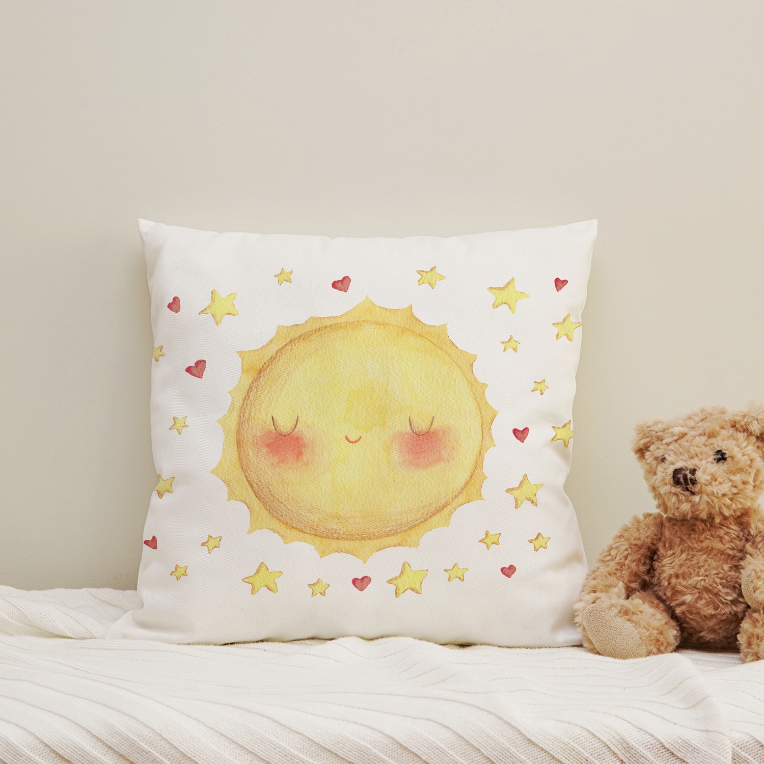 Image of queence Dekokissen "Vollmond mit Gesicht" Kissenhülle mit HD Premium Druck, geruchsneutral, 40x40cm
