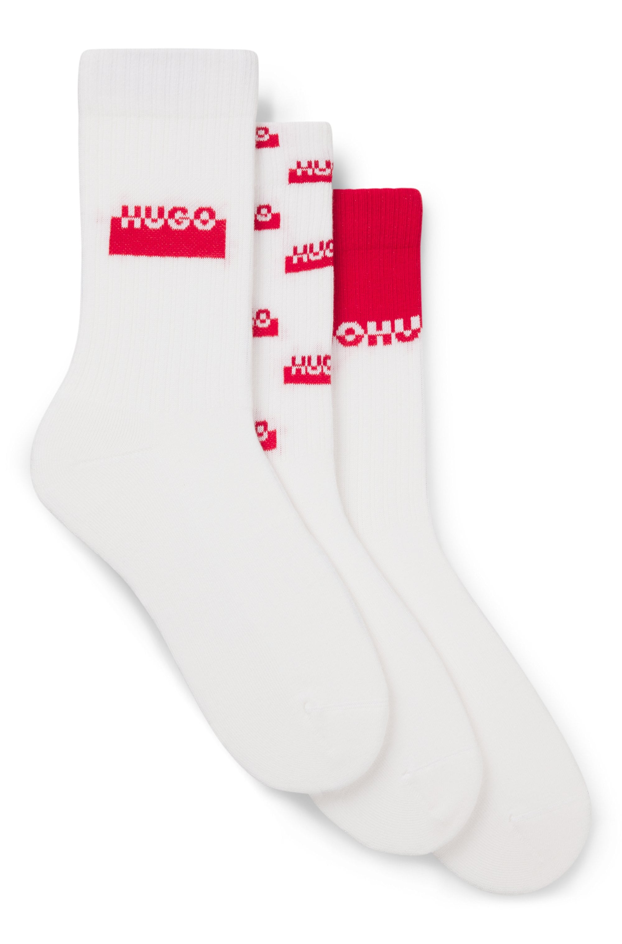 Image of HUGO Underwear Freizeitsocken "3P QS SPLIT LOGO CC" 3 Paar tlg. mit verschiedenen Mustern