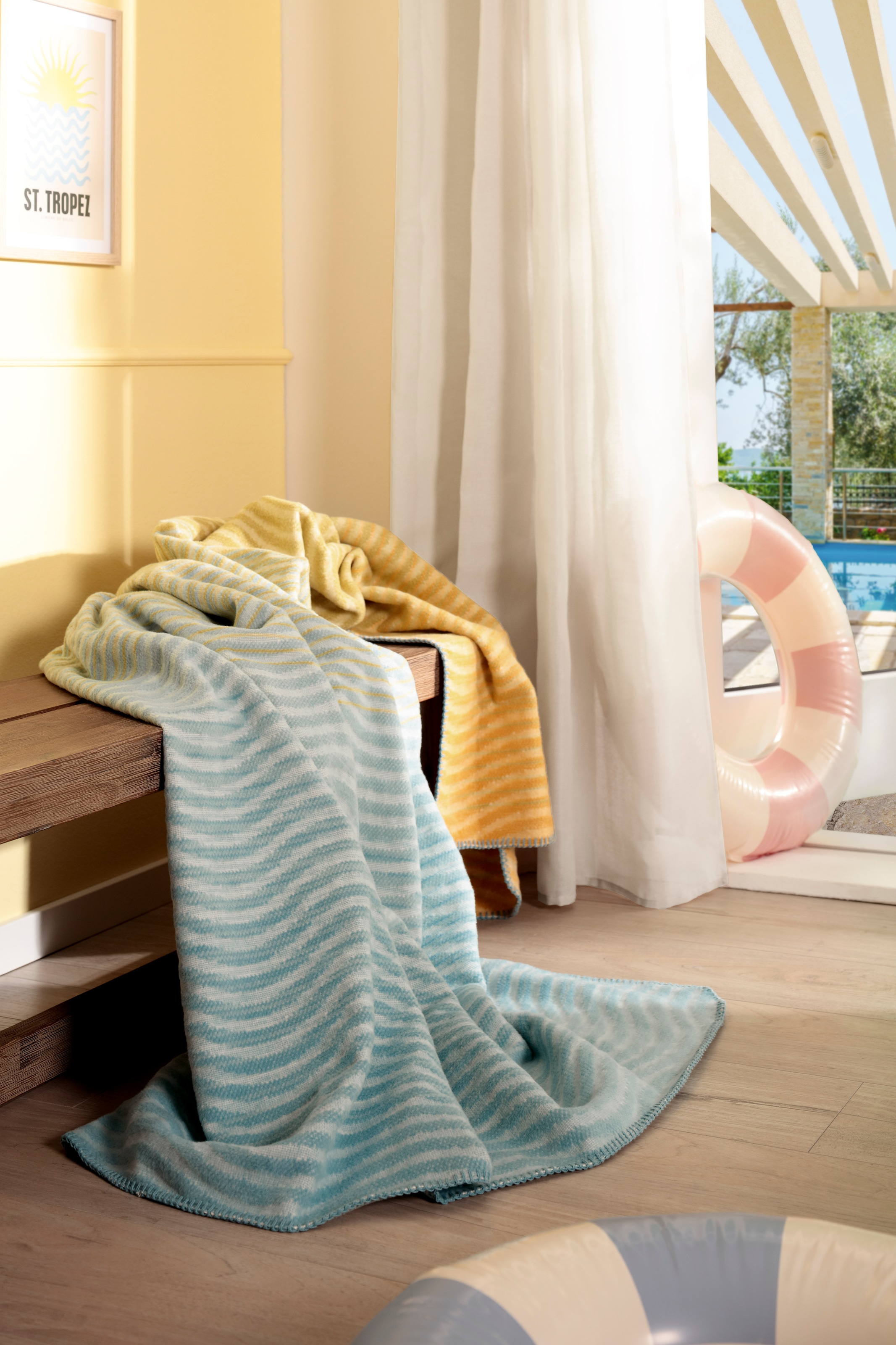 Biederlack Wohndecke »Wohndecke Ocean Nuance« beschwingtes Wellendessin mit Reliefstruktur