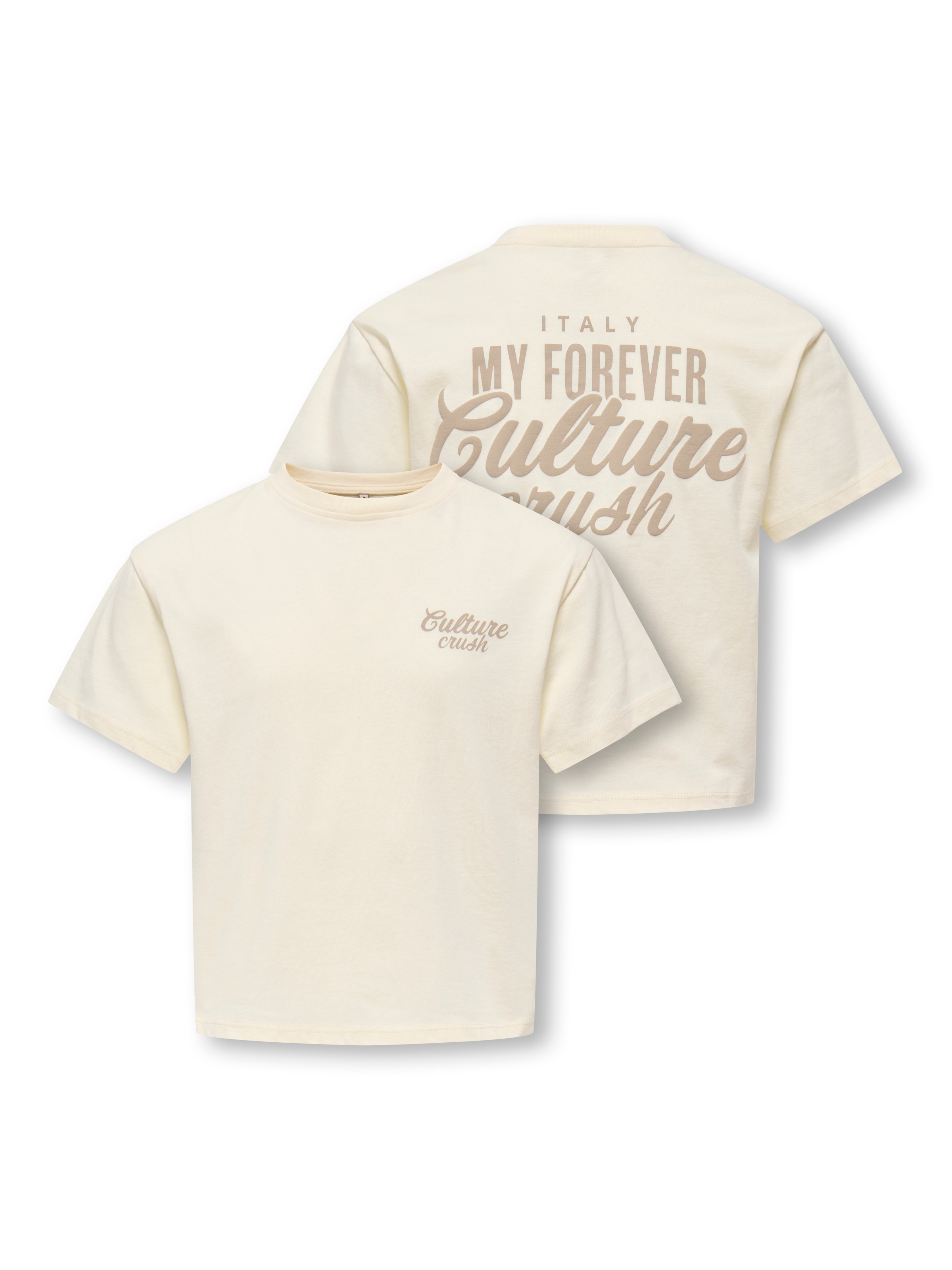 Image of KIDS ONLY T-Shirt "KOGVILLA LIFE S/S BOXY PRINTED TOP JRS" in dezenter Boxy-Form