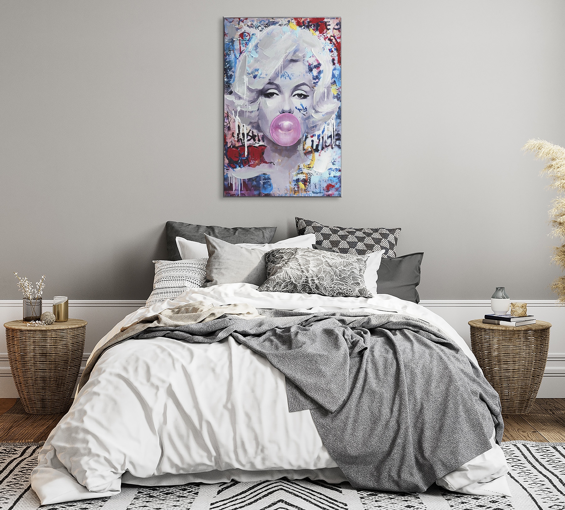 Bönninghoff »handarbeit gerahmt POP ART PORTRAIT 60x90 cm – Wandbild« Frau | Pop Art | Portrait 1 Stk. tlg. handgefertigt, jedes Bild ein Unikat, Schattenfugenrahmen