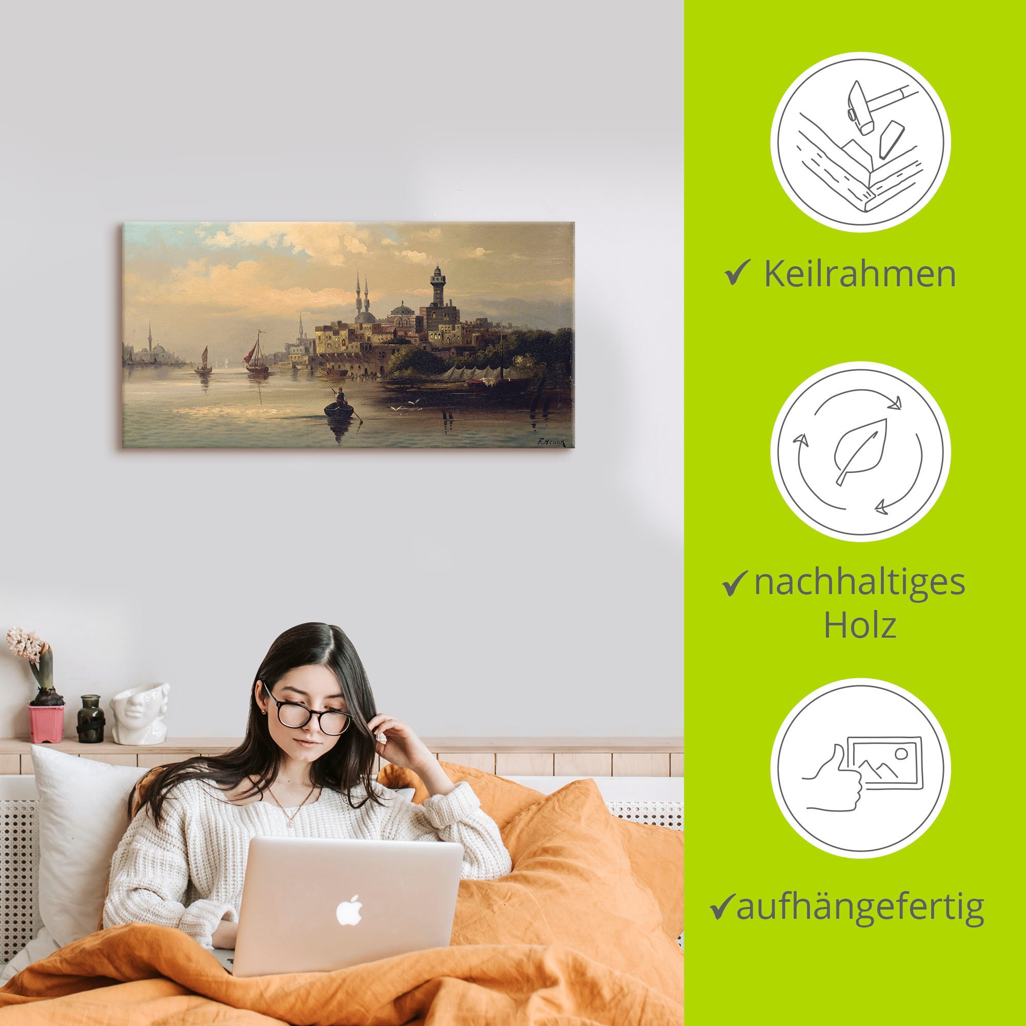 Artland Wandbild »Kauffahrtsschiffe auf Bosporus, Istanbul«, Gewässer, (1 St.), als Leinwandbild, Poster, Wandaufkleber in verschied. Grössen