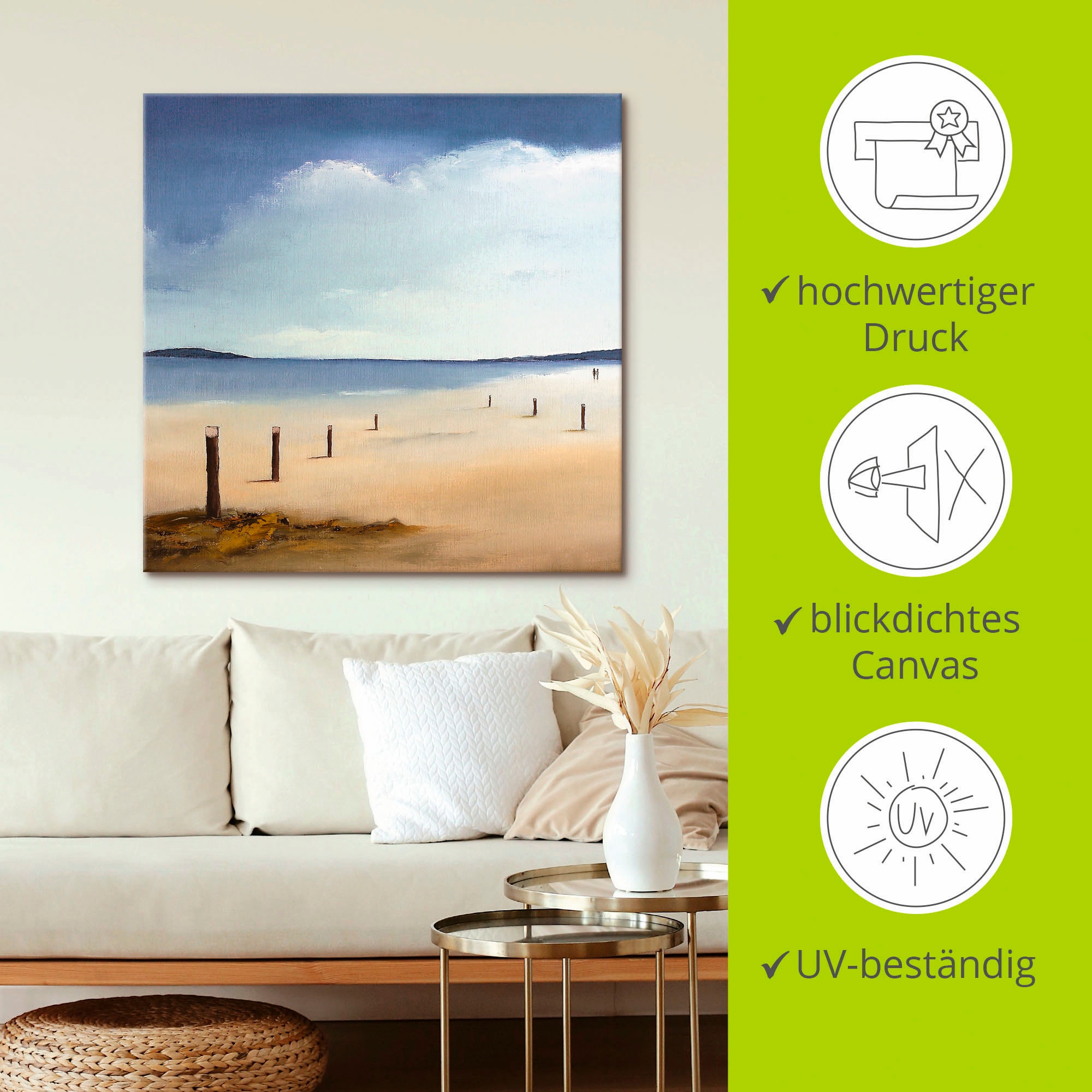 Artland Tableau sur toile »Am Strand entlang« 1 cuis tlg. auf Holzrahmen gespannt