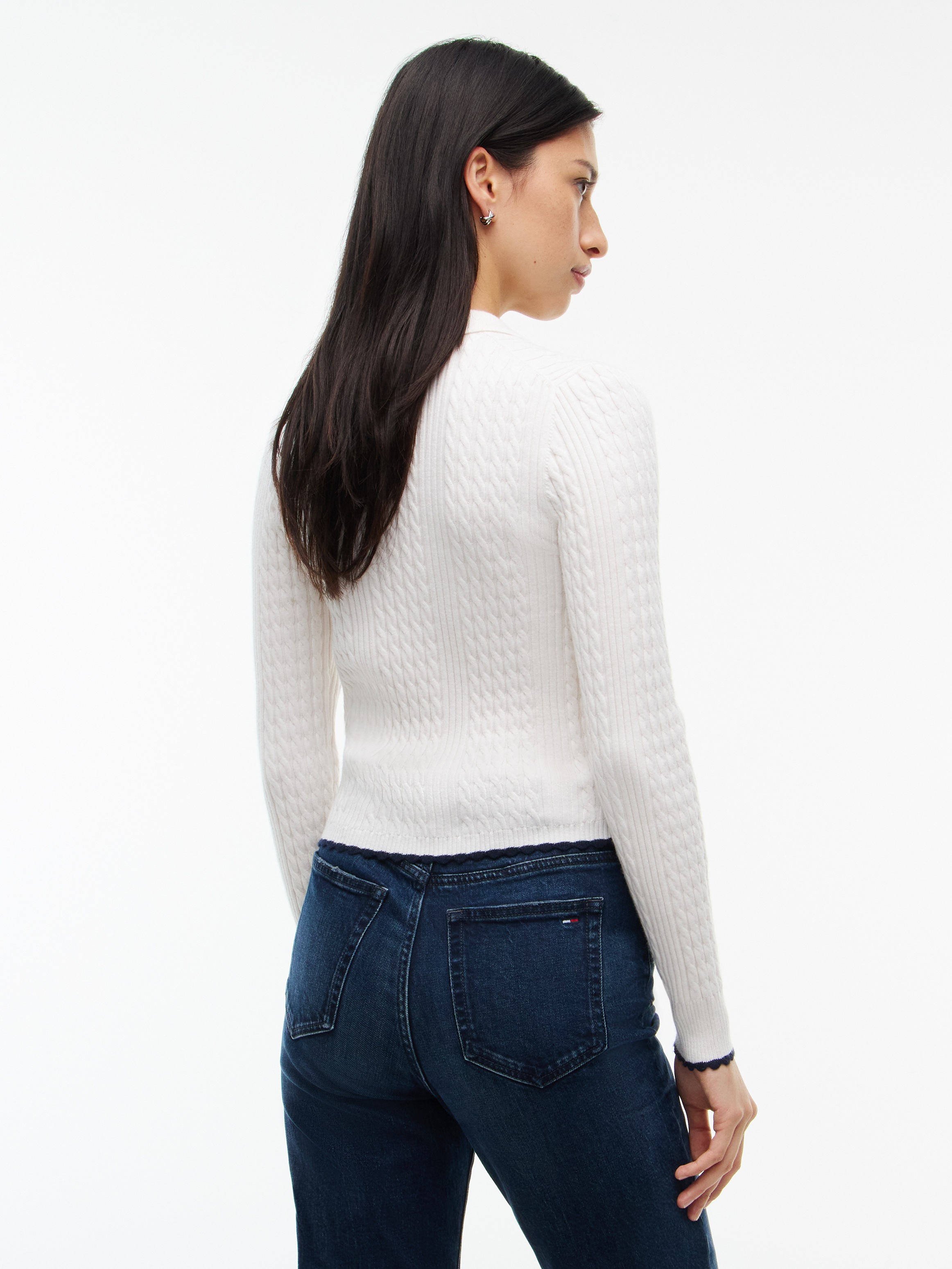 Tommy Jeans Polokragenpullover »TJW MICRO CABLE POLO SWEATER EXT« Viskosemischung, mit Zopfmuster