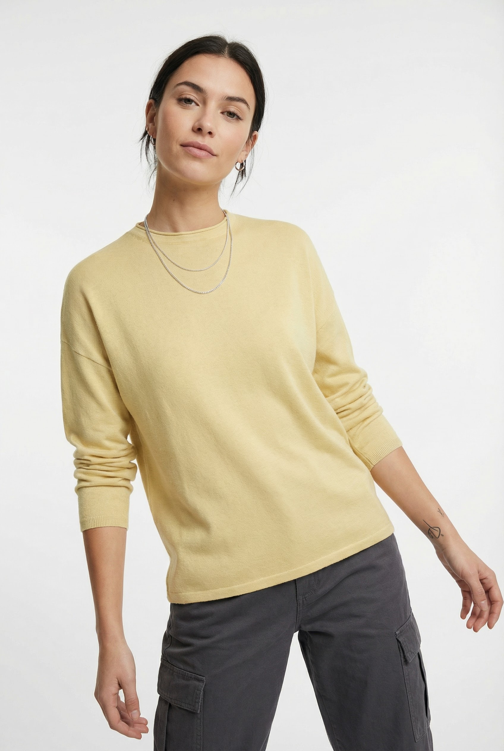 Image of ONLY Strickpullover "ONLLOYAL AMALIO LIFE LS O-NECK KNT NOOS" Materialmix