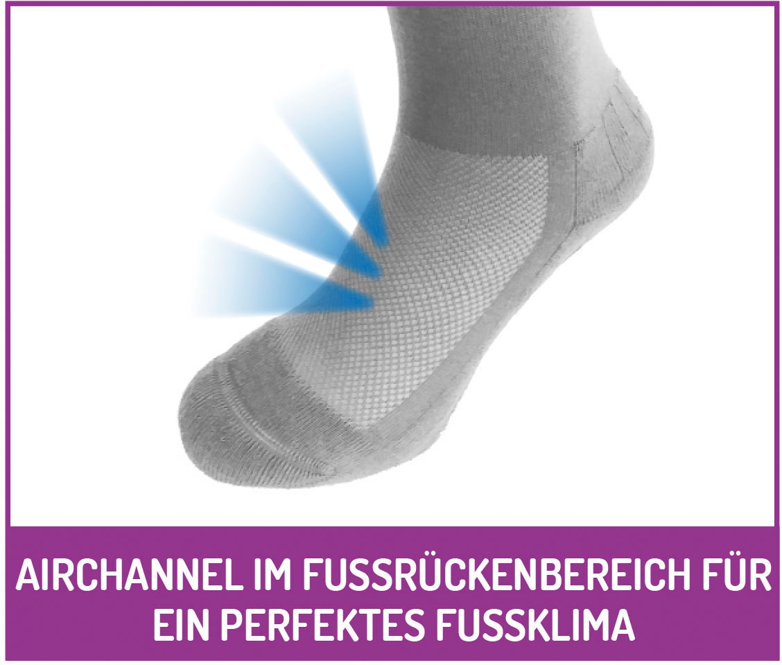 Fussgut Chaussettes pour diabétiques »Venenfreund Kniestrümpfe mit Airchannel Fussbelüftung« 2 Couple tlg. verstärkte Fusspolsterung, weiter Bund, Druckentlastung, bequemer Bund
