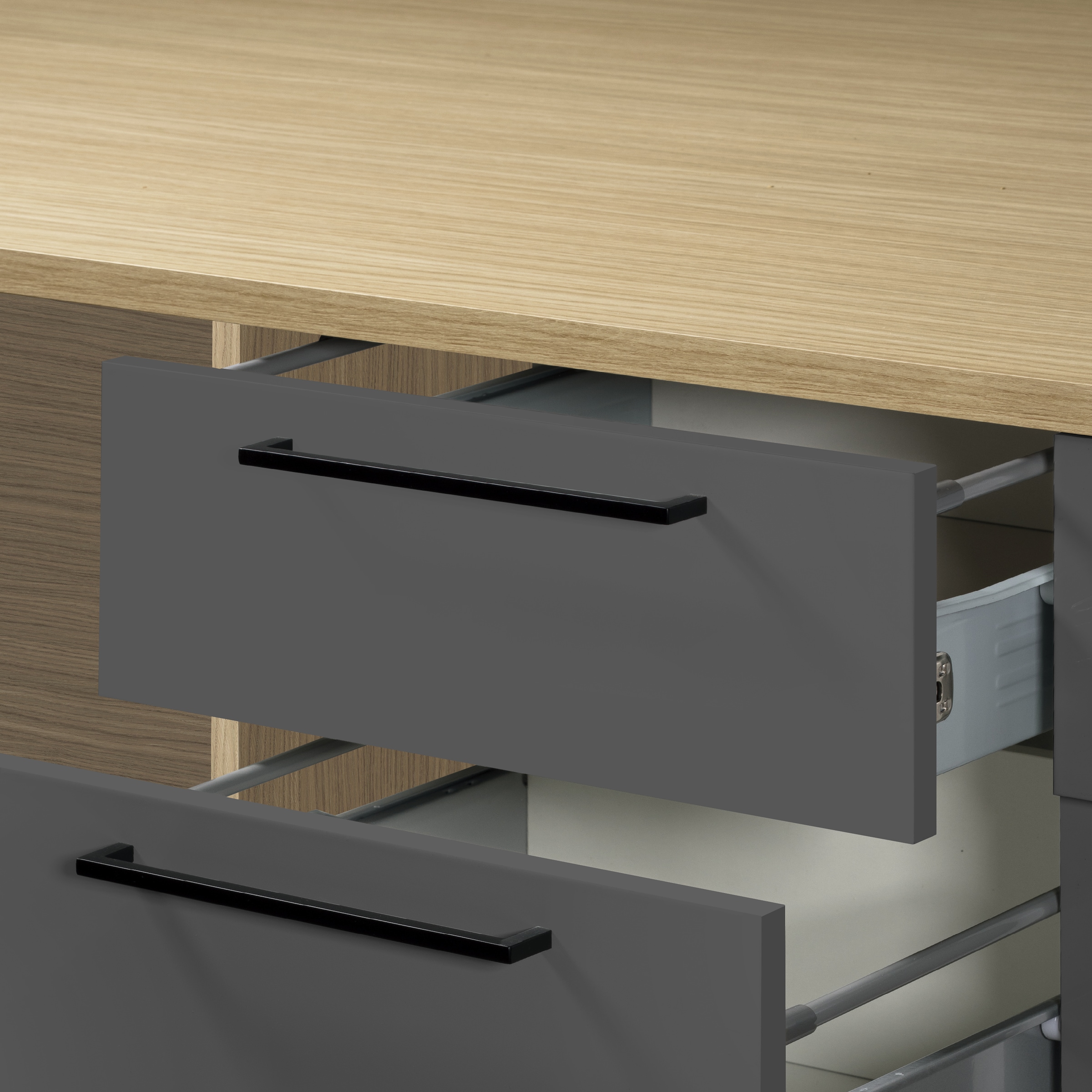 KOCHSTATION Kitchenette »Luna, Einbauküche, Zeilenküche, mit Soft-Close Funktion, Made in Italy« Breite 300 cm ohne E-Geräte, mit Spüle+Siphon und Aufsatz