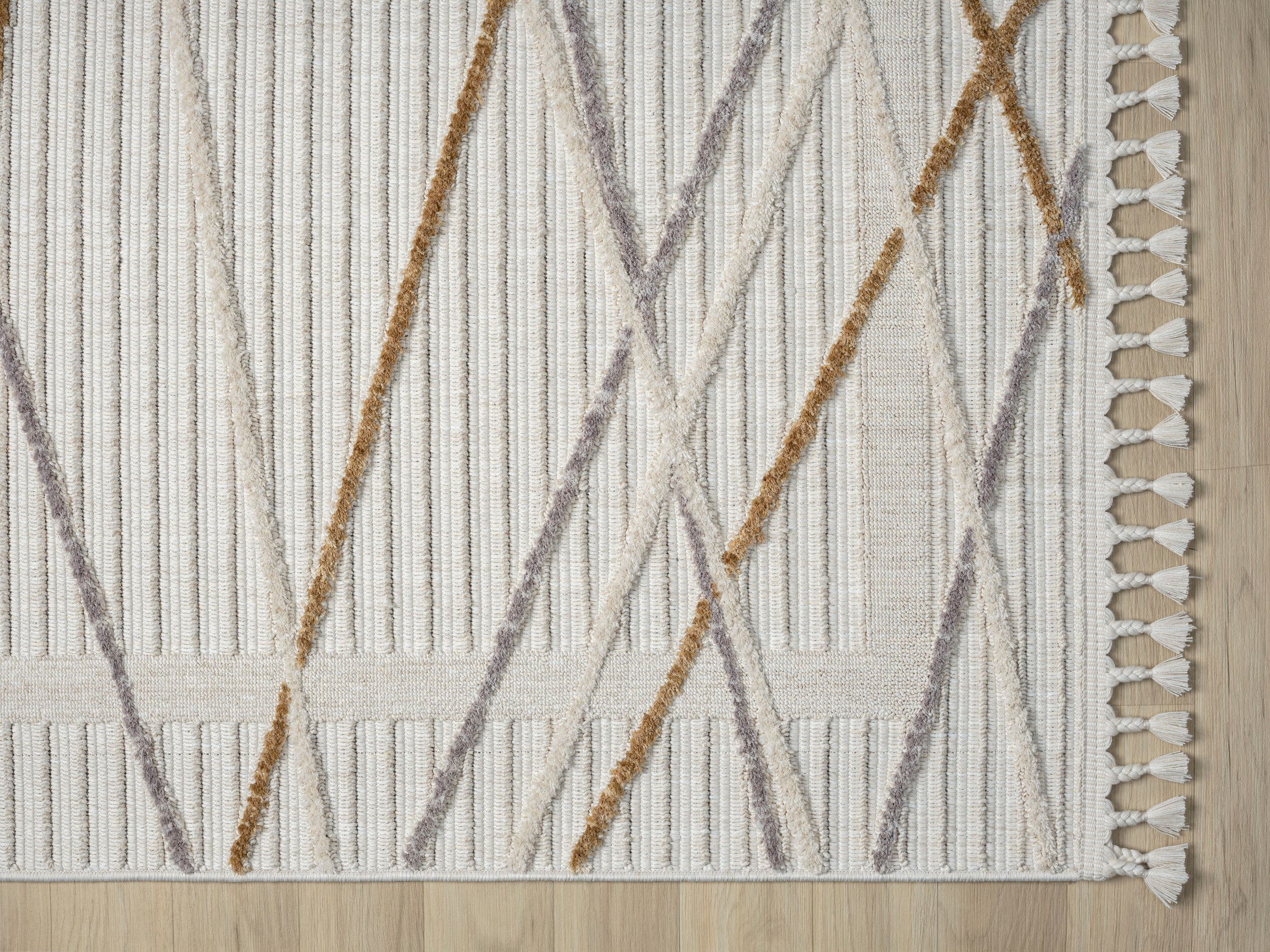 Myflair Möbel & Accessoires Teppich »Luana 1 Lagerräumung«, rechteckig, 10 mm Höhe, Kurzflor, Sisal Optik, Hoch-Tief Effekt, mit Fransen, besonders weich