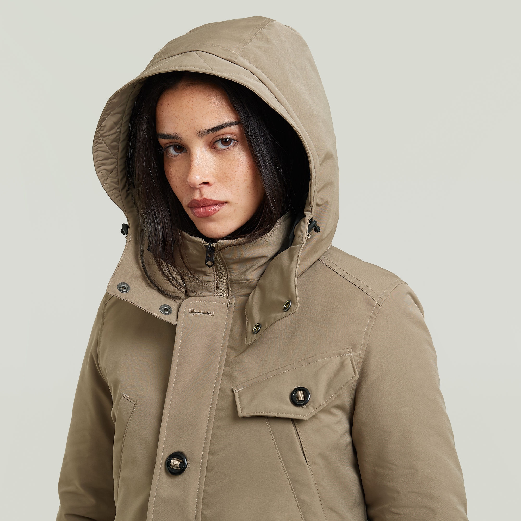 Image of G-STAR Langjacke "Vodan long jkt wmn" mit Kapuze wärmend wattiert, mit verstellbarer Taille