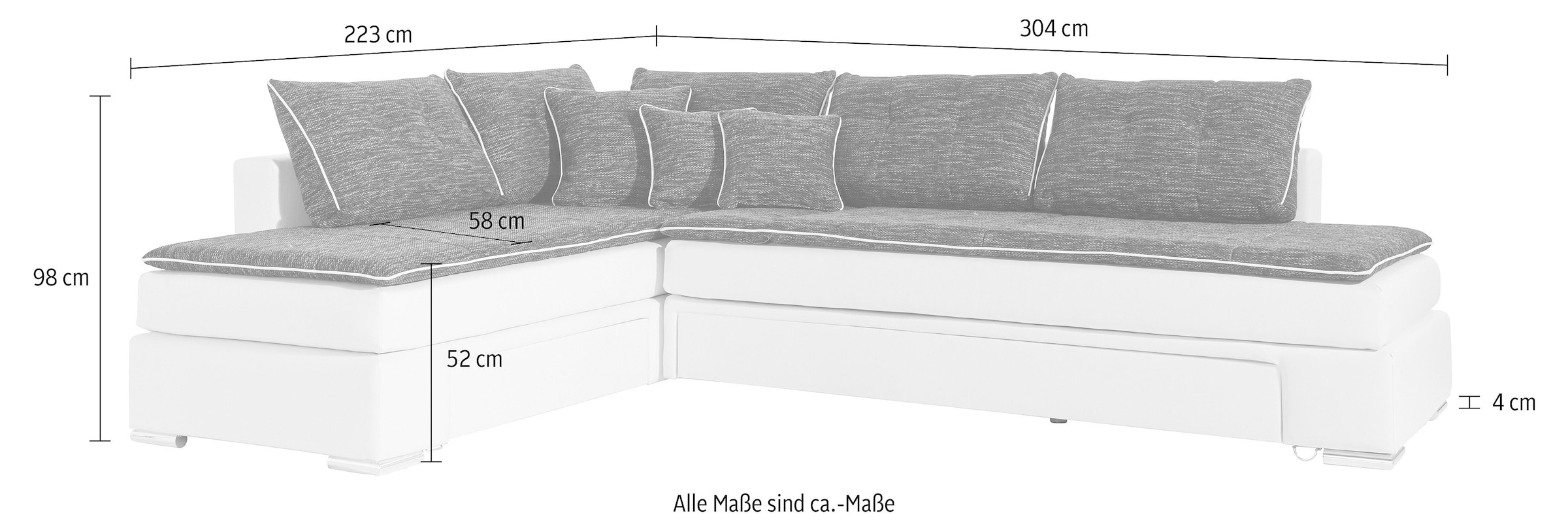 INOSIGN Ecksofa »Boxspringbett Night & Day L-Form mit Dauer-Schlaffunktion o. Armlehnen«, mit Boxspring-Bettfunktion 164x200 cm und Bettkasten, Dauerschläfer!