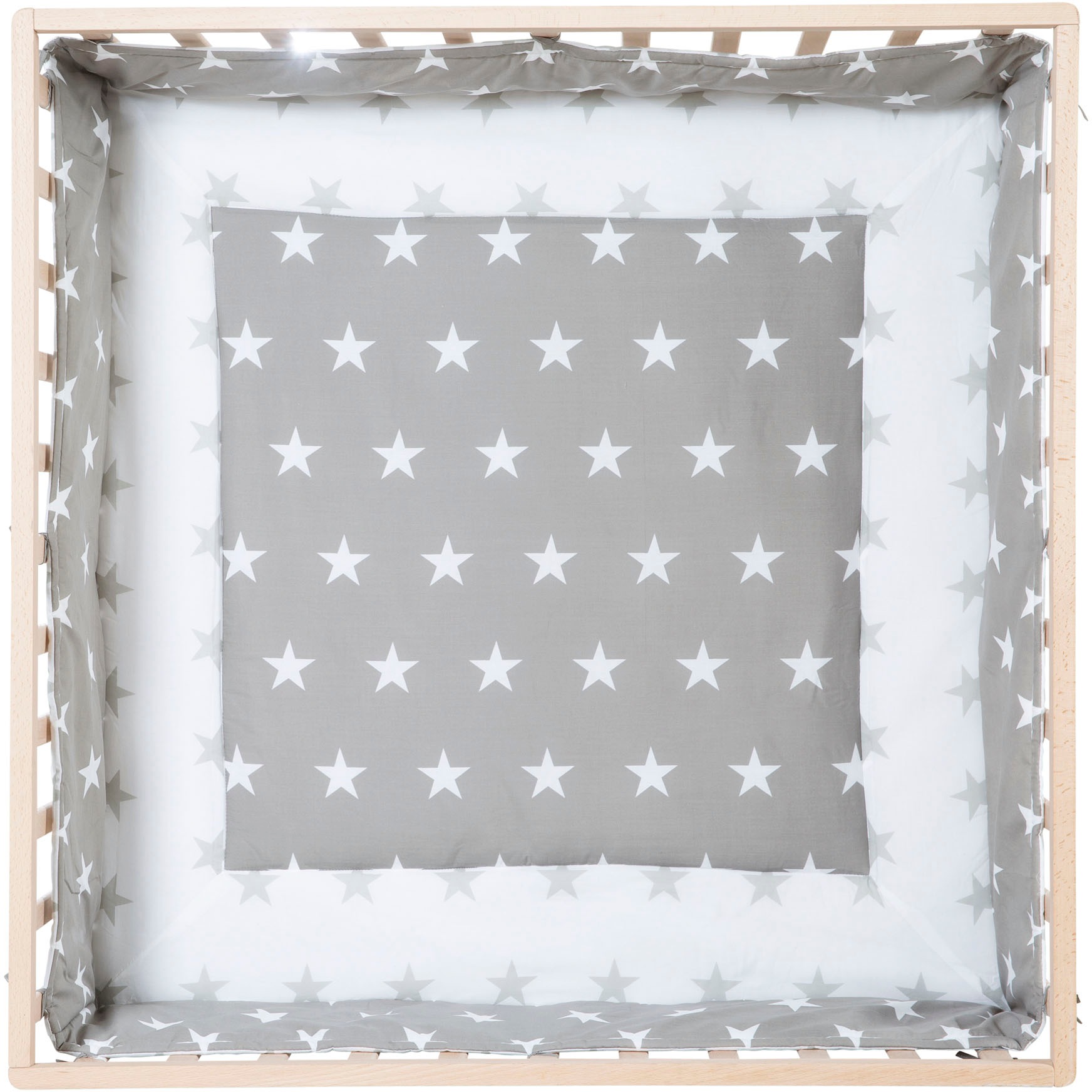 roba® Laufgitter »Little Stars, 100x100 cm, natur«, bis 15 kg, mit Stoffeinlage und Nestchen; höhenverstellbar