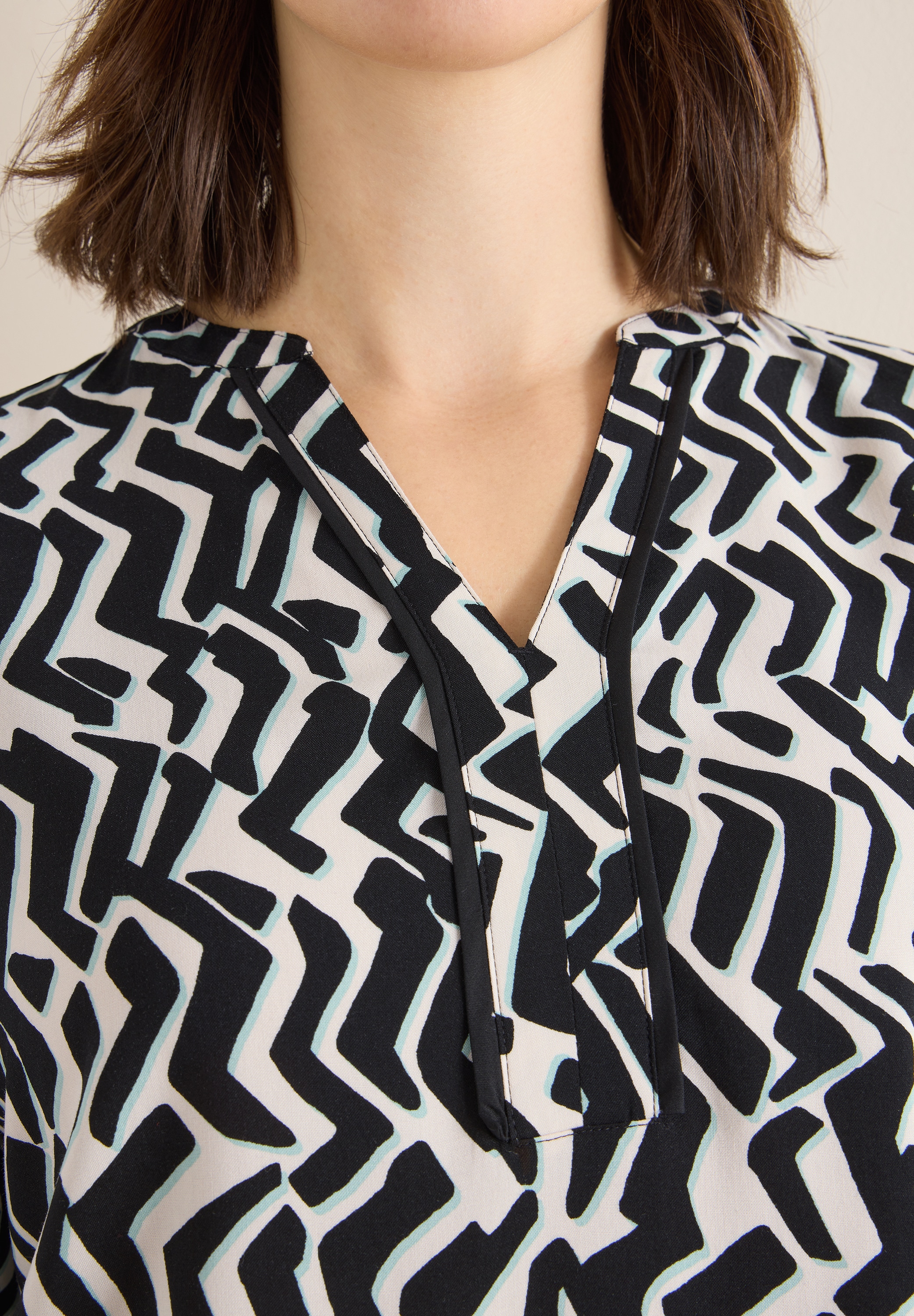Cecil Blouse à pression Print-Bluse mit Tape und grafischem Muster
