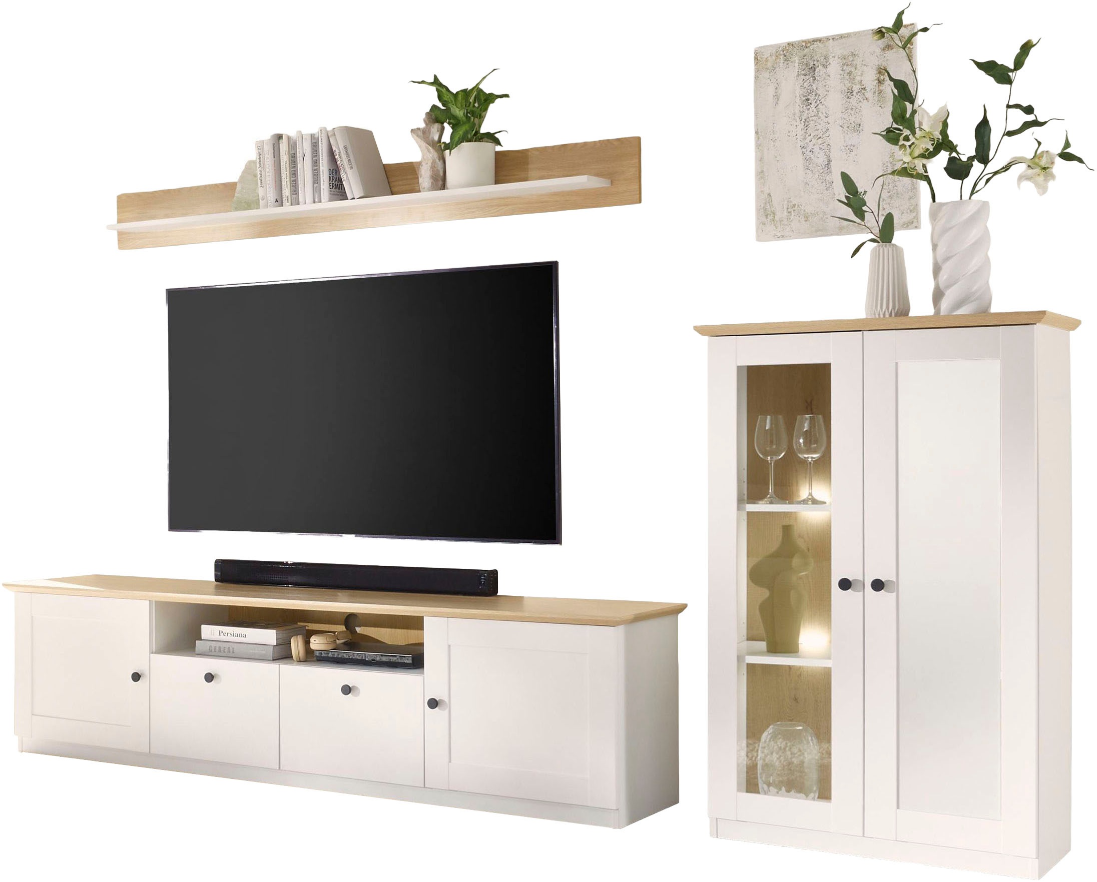 GOODproduct Wohnwand »Brest, Anbauwand im Landhausstil, Komplettset, Wohnzimmer-Set« Set, 3 Stk. tlg.