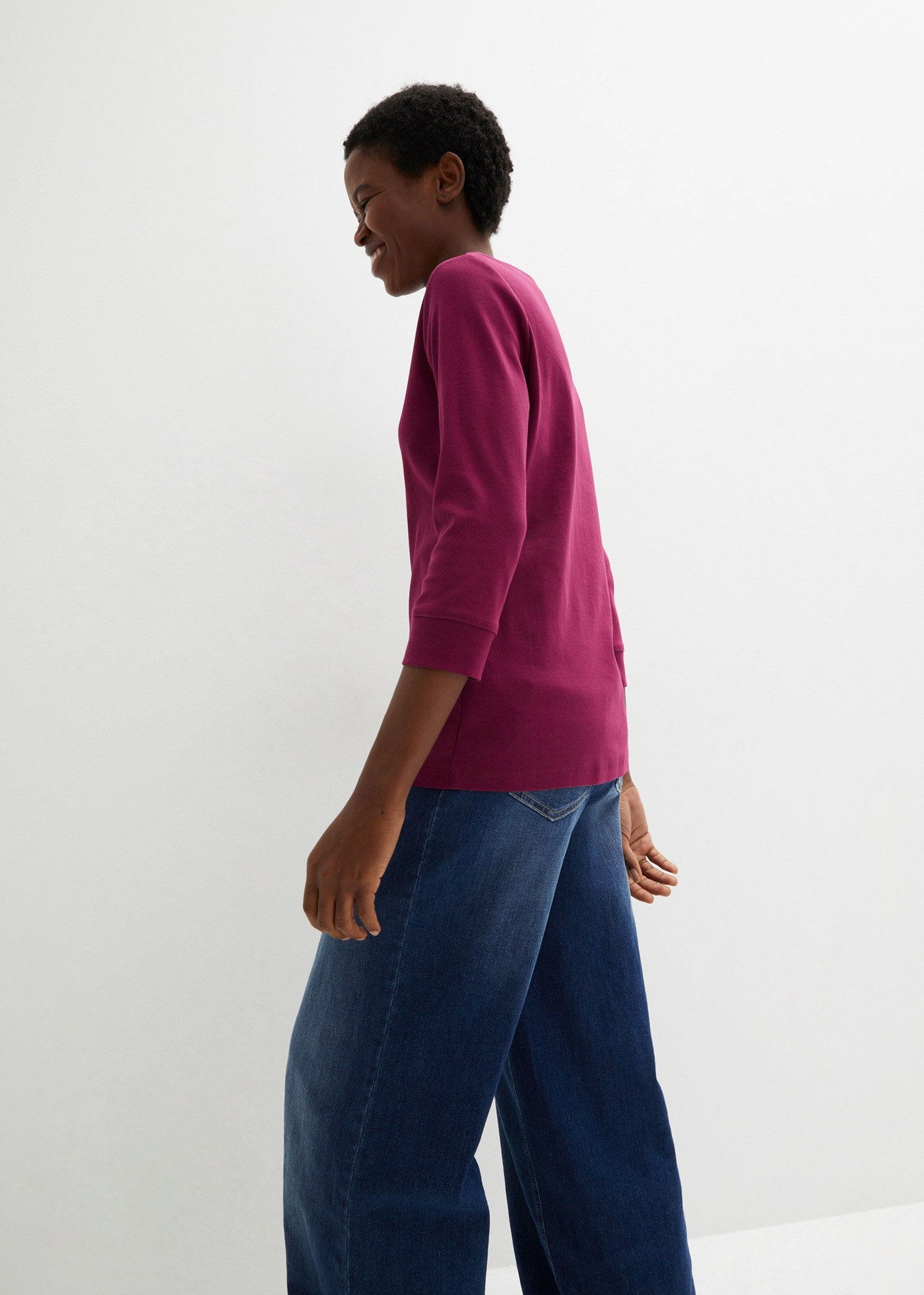 bonprix T-shirt à manches longues mit 3/4-Arm und U-Boot-Ausschnitt