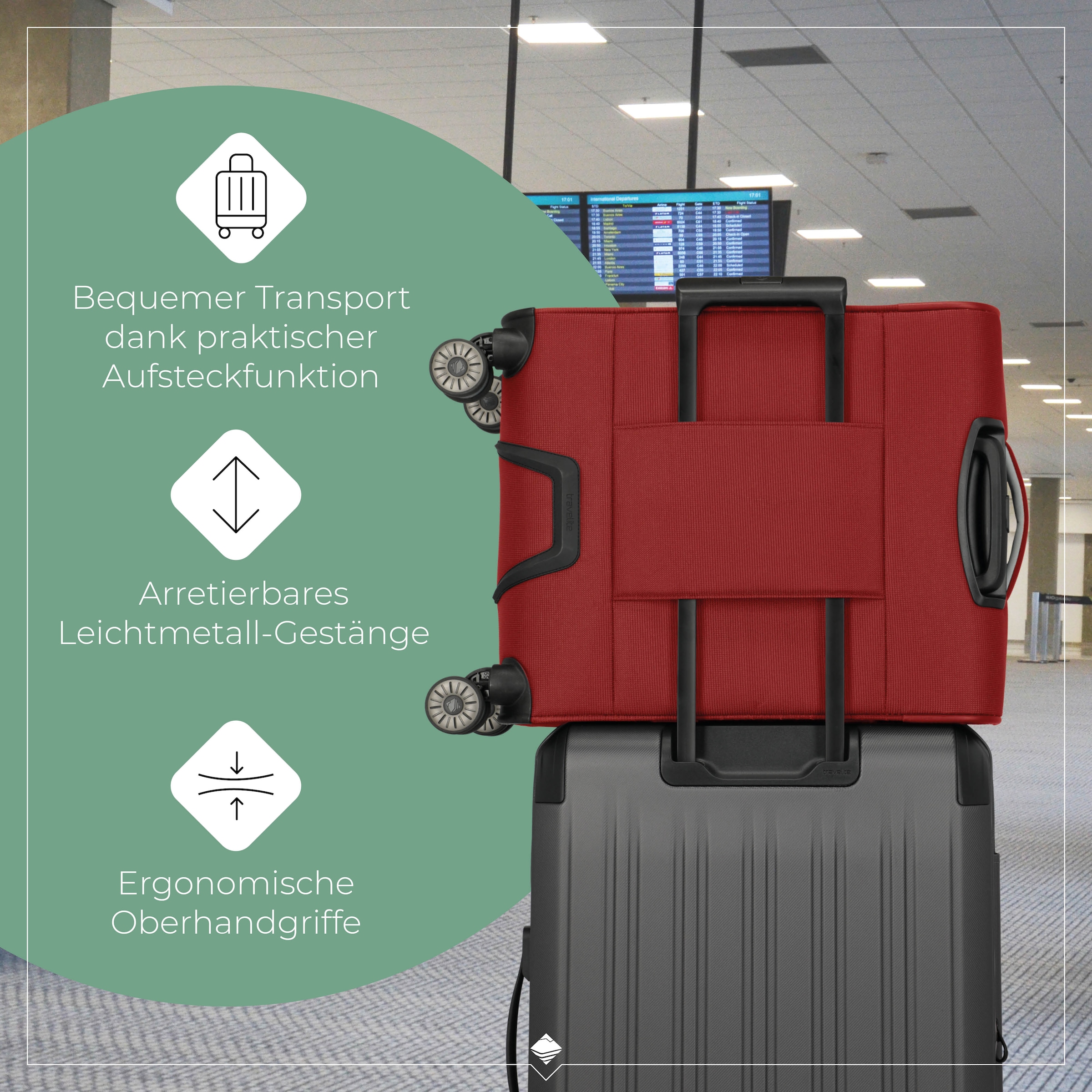 travelite Trolley pour bagages à main »JETPACK Multi Light 4 Cabin, konzipiert für Condor & Ryanair« 37 litre 4 Rollen Valise souple cabine pour la plupart des compagnies aériennes courantes