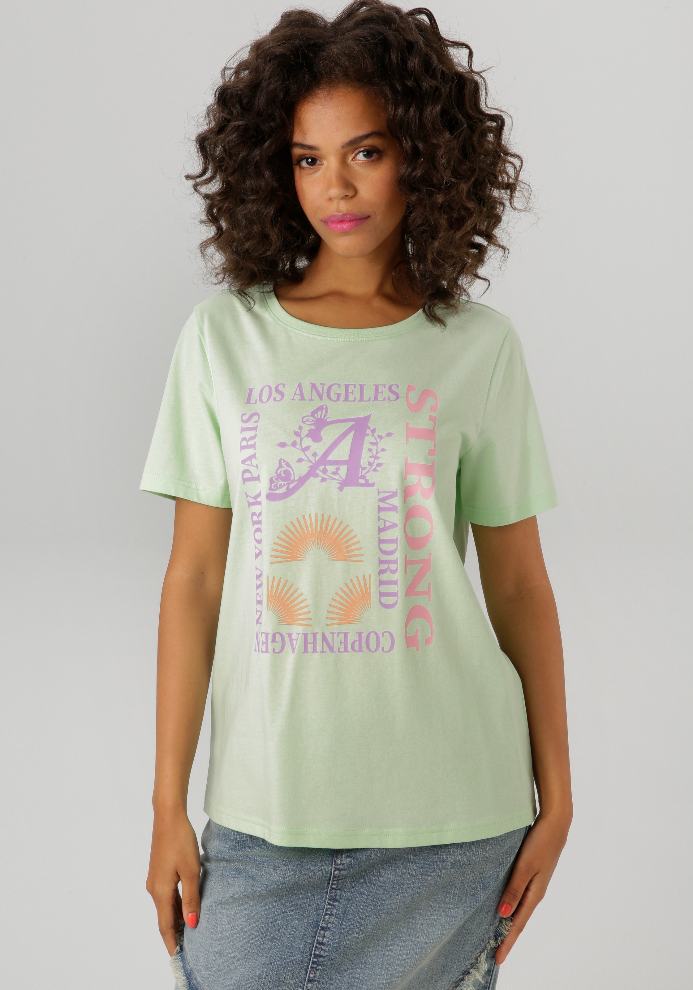 Image of Aniston CASUAL T-Shirt mit farbharmonischen Frontprint aus Foliendruck