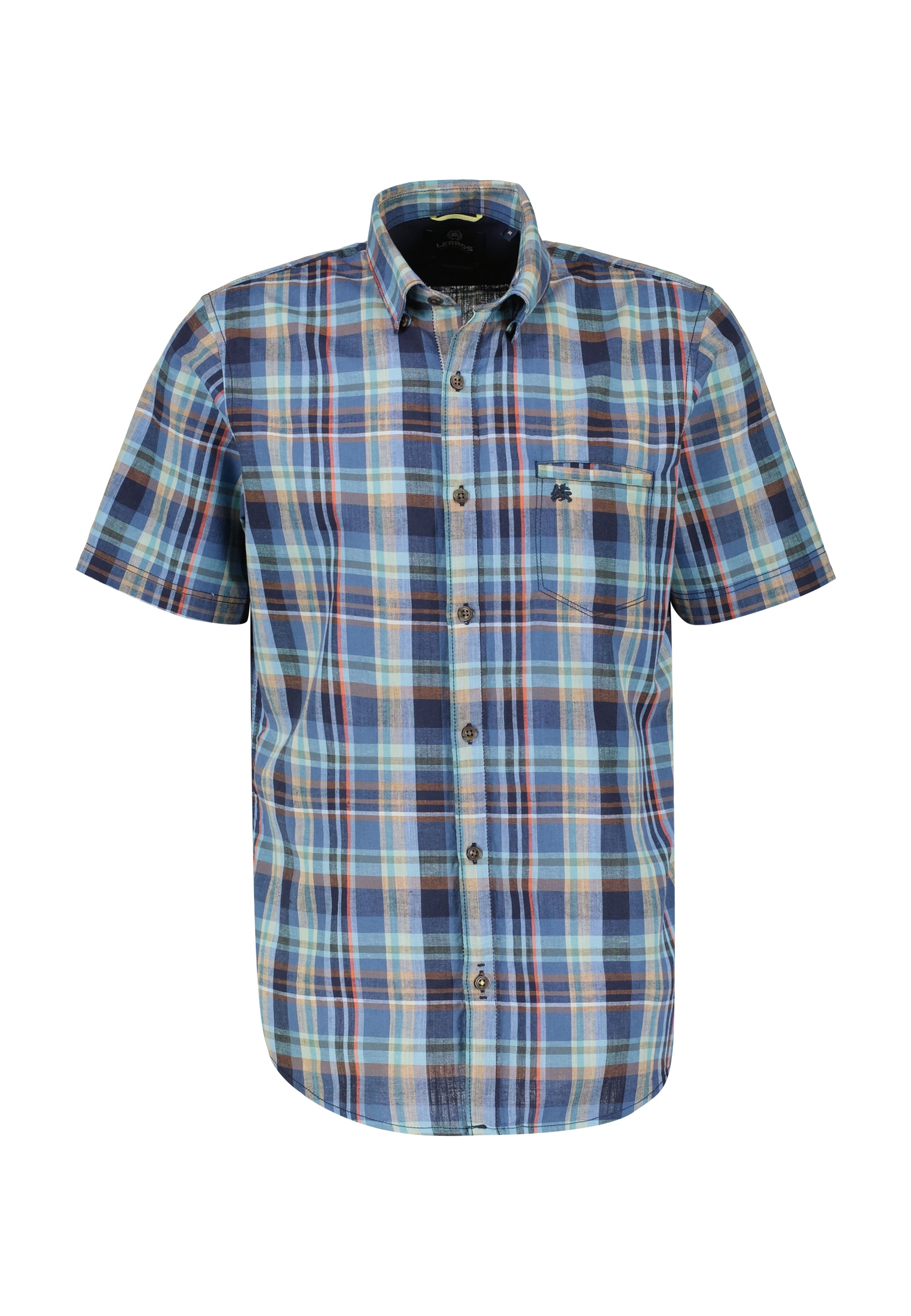 LERROS Kurzarmhemd »LERROS Kariertes Halbarmhemd, Baumwoll-Leinen-Mix«