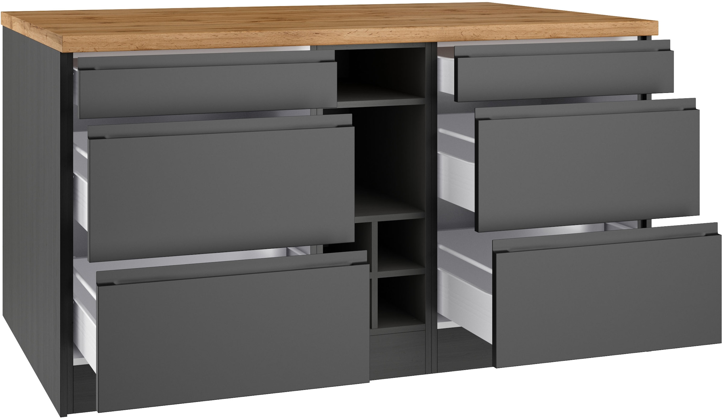 KOCHSTATION Kücheninsel »KS-Bruneck, Breite 153 cm« MDF-Fronten, Arbeitsplatte 38mm stark