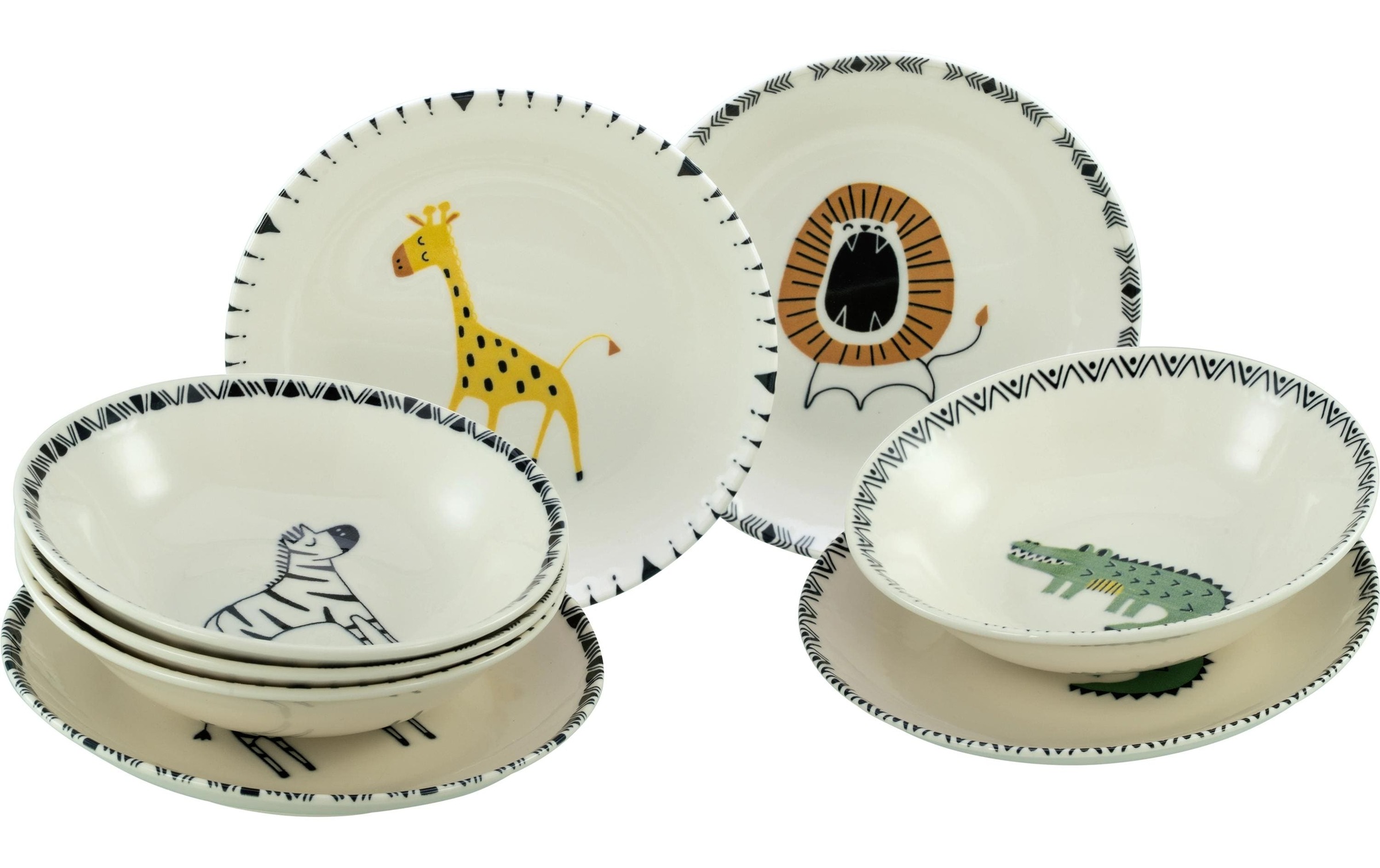 Image of CreaTable Kindergeschirr-Set "Safari 8-teilig Steinzeug Bunt"