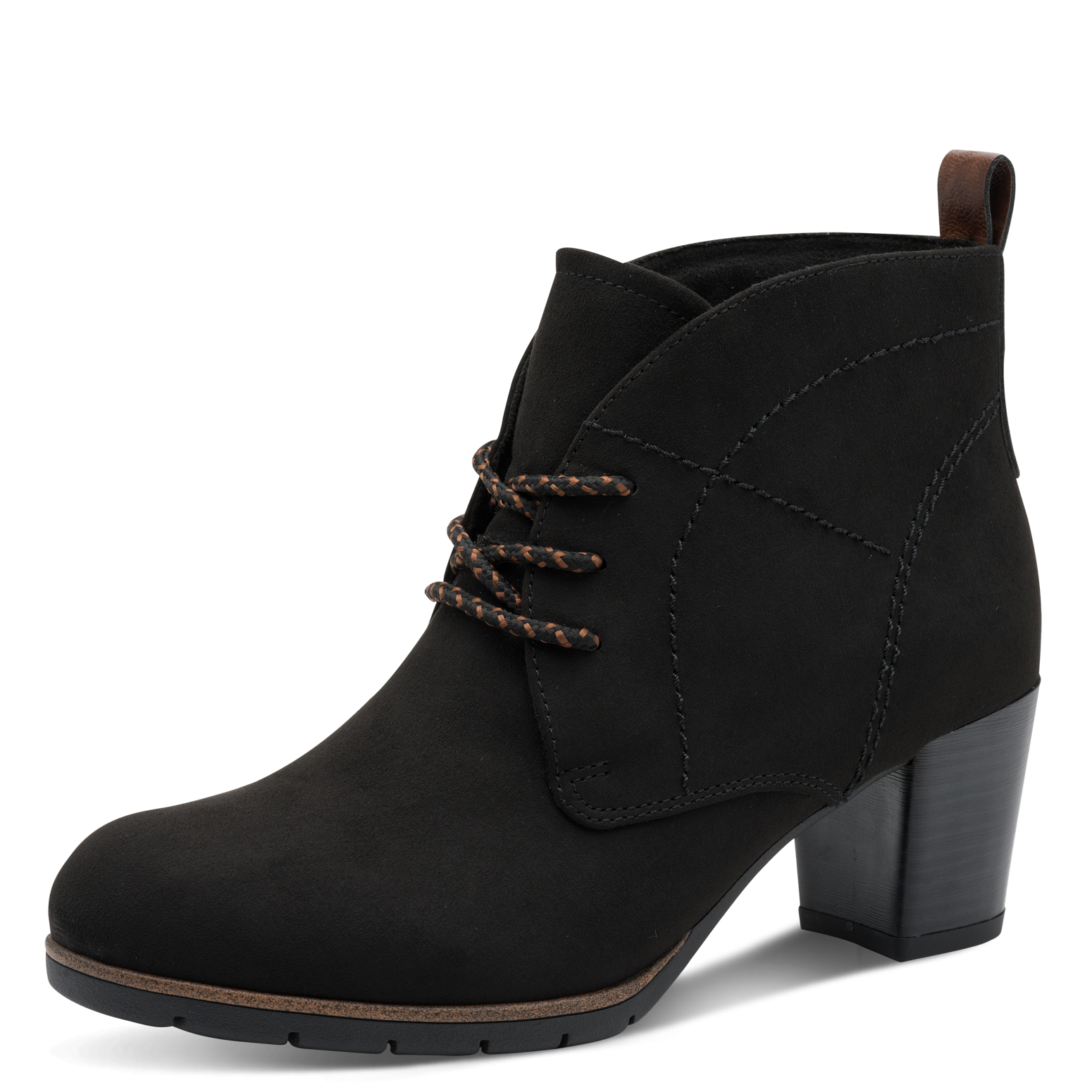 Image of MARCO TOZZI Schnürstiefelette Blockabsatz, Ankleboots, Schnürboots mit Ziernähten