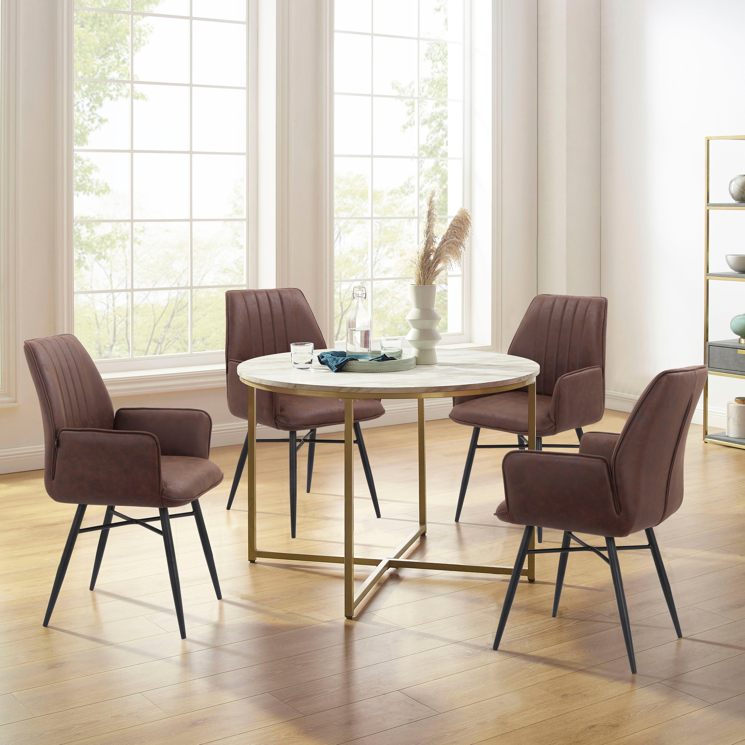 Leonique Esszimmerstuhl »Hrodwyn«, 2 St., Microfaser, Sitz gepolstert, mit horizontale Nähten am Rücken, Sitzhöhe 52 cm