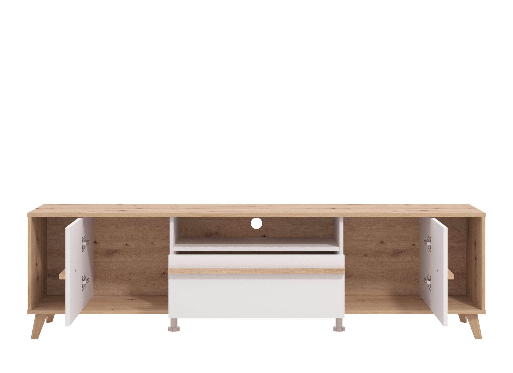 INOSIGN Lowboard »Orleans, TV-Lowboard, TV-Schrank, TV-Ständer, Breite 190 cm«, Kommode, Opaque Weiss/Artisan Eiche Dekor,modernes und elegantes Design