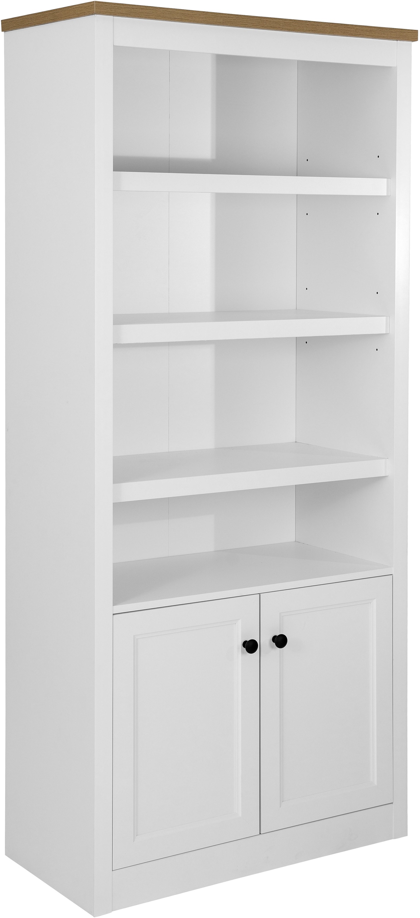 Image of GOODproduct Standregal "Rigny" aus MDF, mit Holz-Zierleiste, schwarzem Metallgriff, Höhe 180,5 cm
