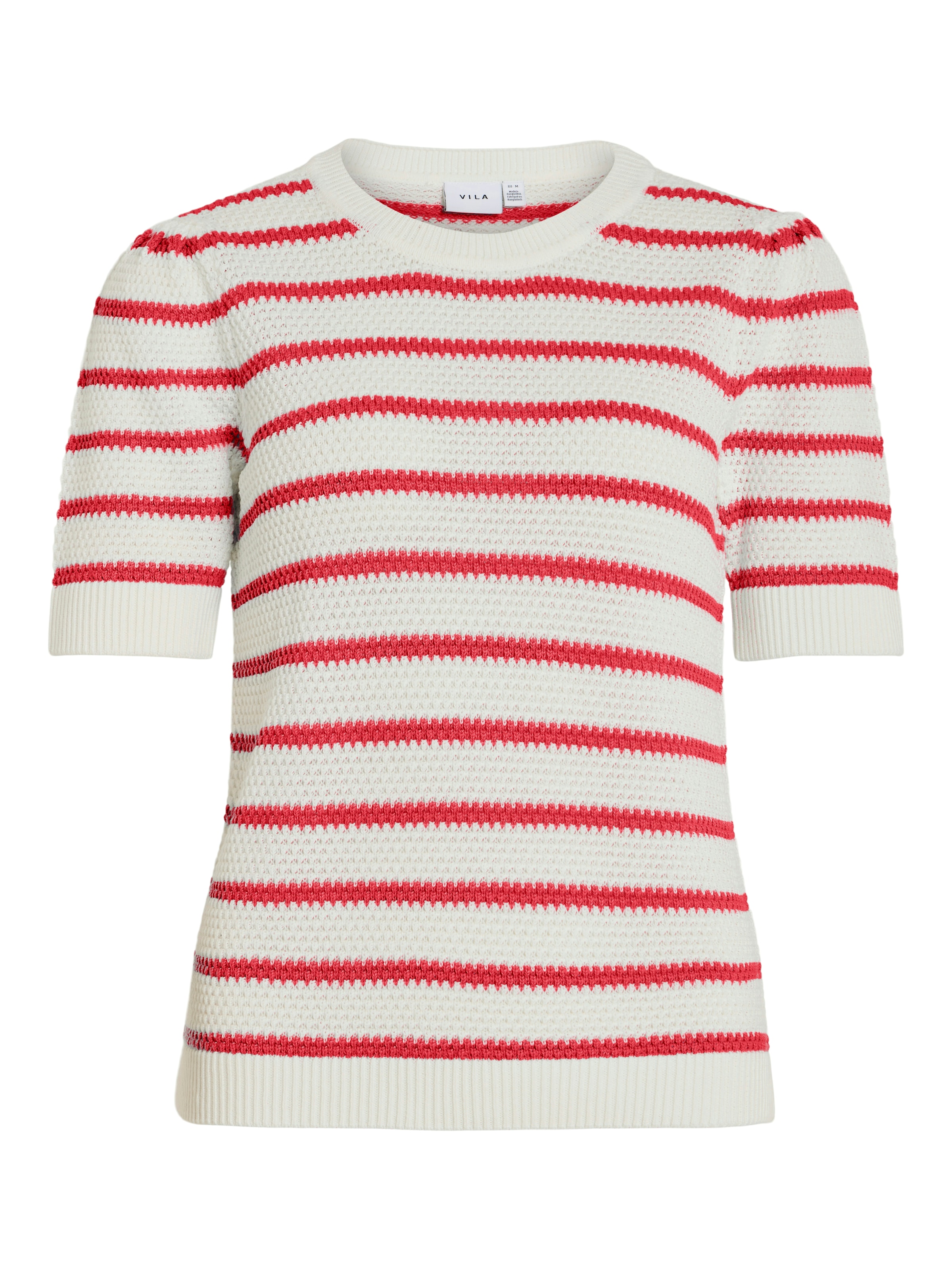 Image of Vila Kurzarmpullover "VIDALO O-NECK S/S STRIPE KNIT-NOOS"