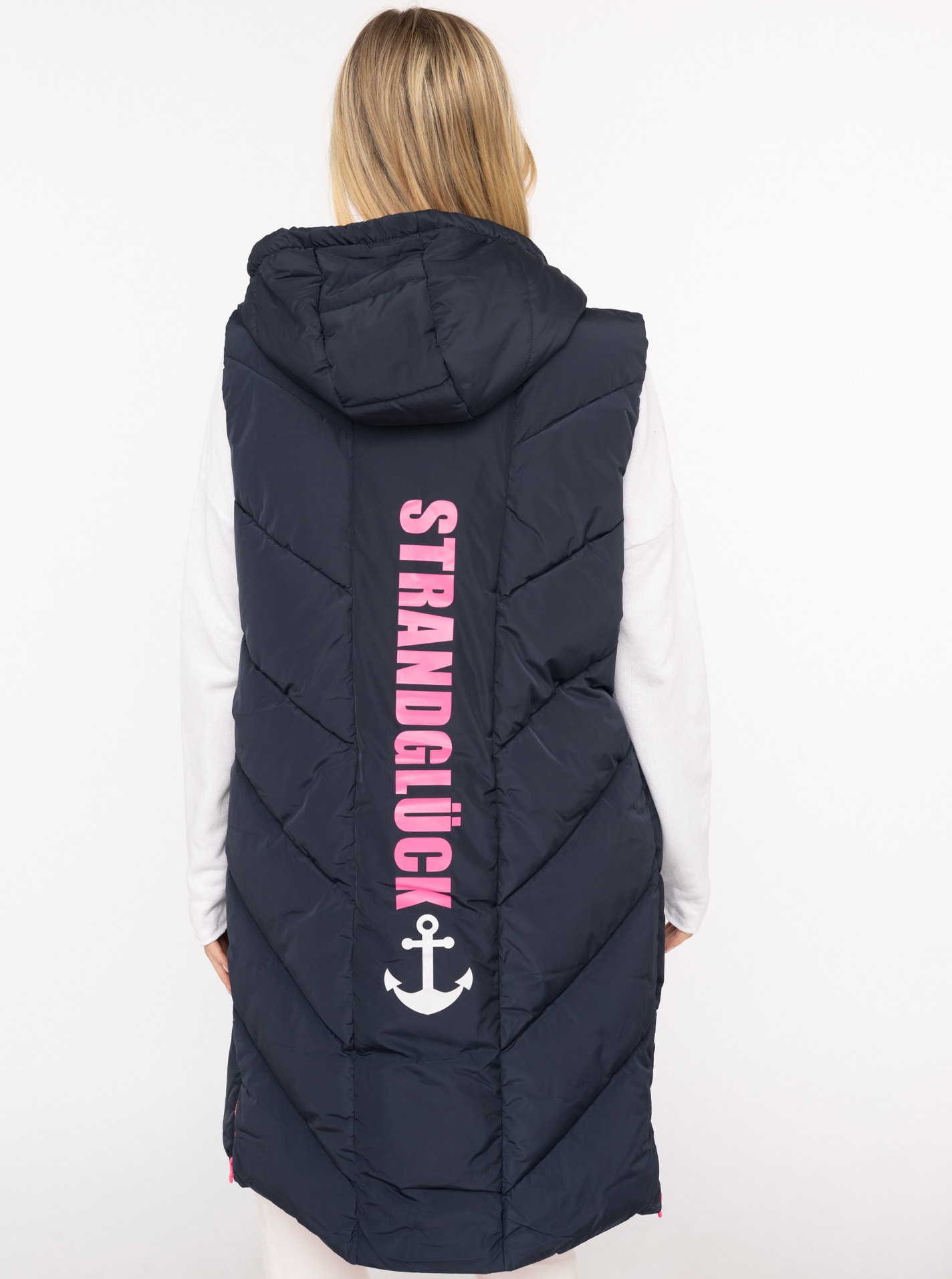 Zwillingsherz Gilet matelassé »"Strandglück"« Doppel-Zipper, Kontrastdetails, Eingrifftaschen, modisch, knielang