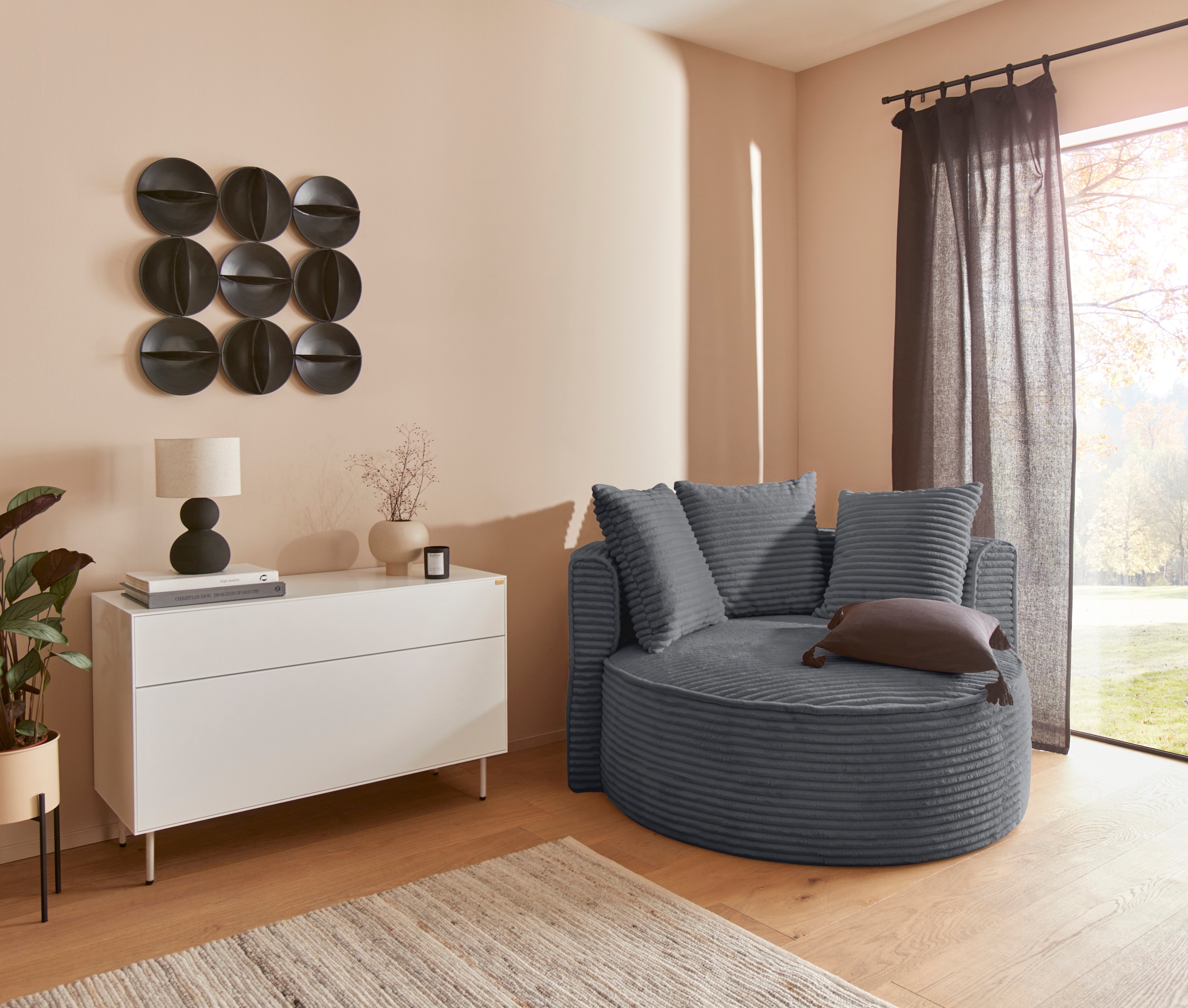 LeGer Home by Lena Gercke XXL-Sessel »Isalie, Sessel in modernen Farben, Lesesessel, Loveseat, Big-Sessel«, trendige Stoffe, mit 3 Zierkissen, grosse Sitzfläche, Hocker optional