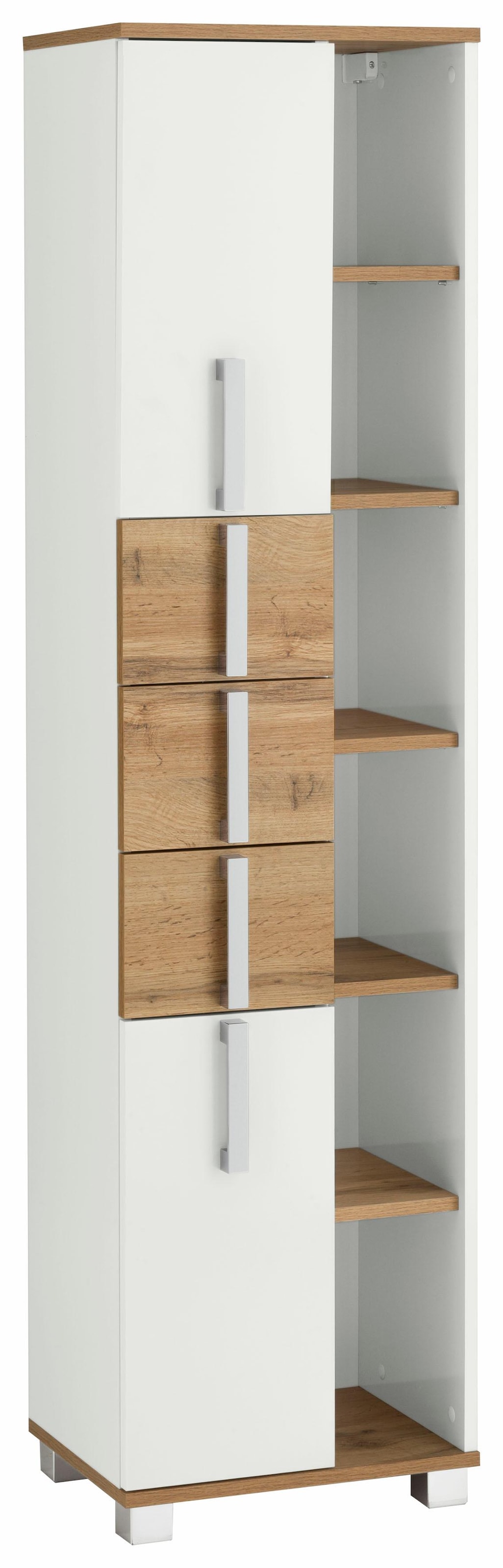 Image of Schildmeyer Hochschrank »Kampen«, Höhe 163,7 cm, Badezimmerschrank mit Metallgriffen, viel Stauraum durch offene Regalfächer, Türen mit Soft-Close-Funktion, 3 praktische Schubladen bei Ackermann Versand Schweiz