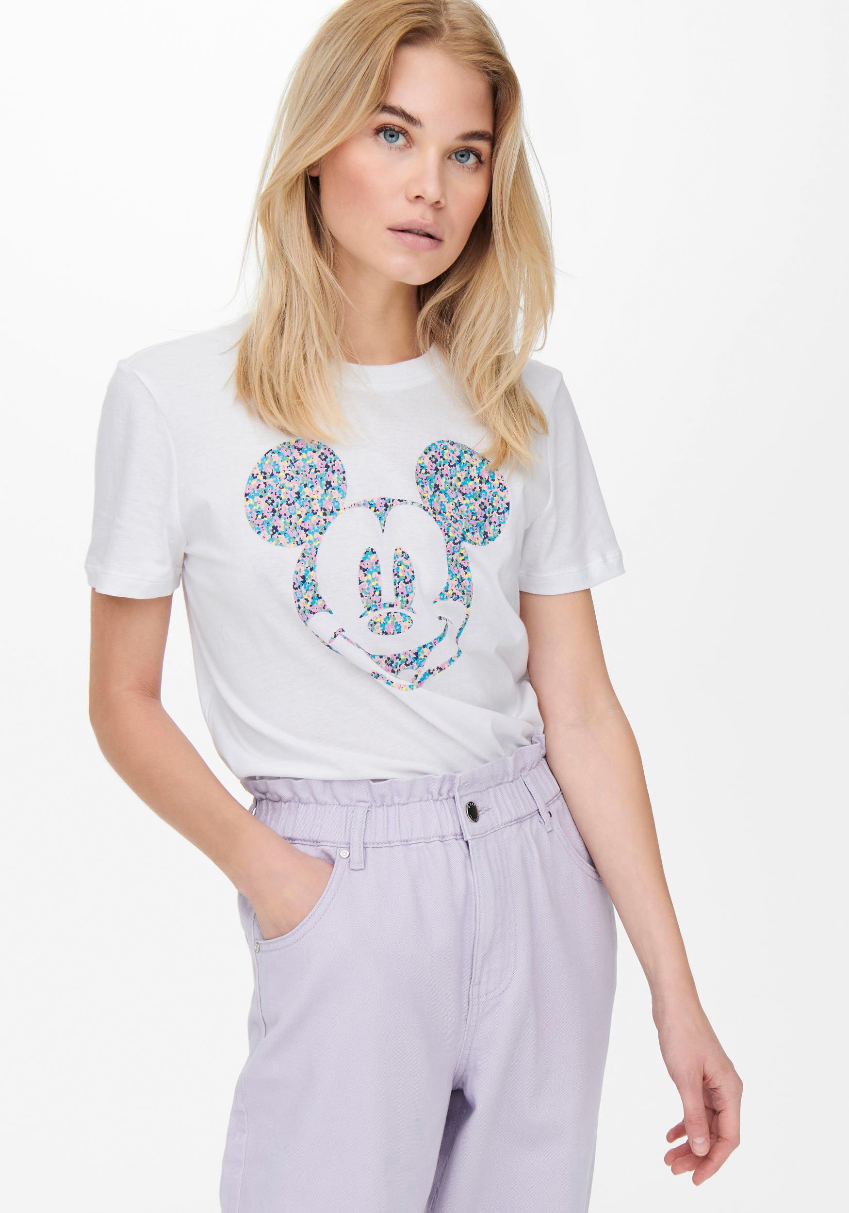 Image of Only Rundhalsshirt »ONLDISNEY LIFE REG S/S MICKEY FLOWER«, mit Mickey Mouse Druck bei Ackermann Versand Schweiz