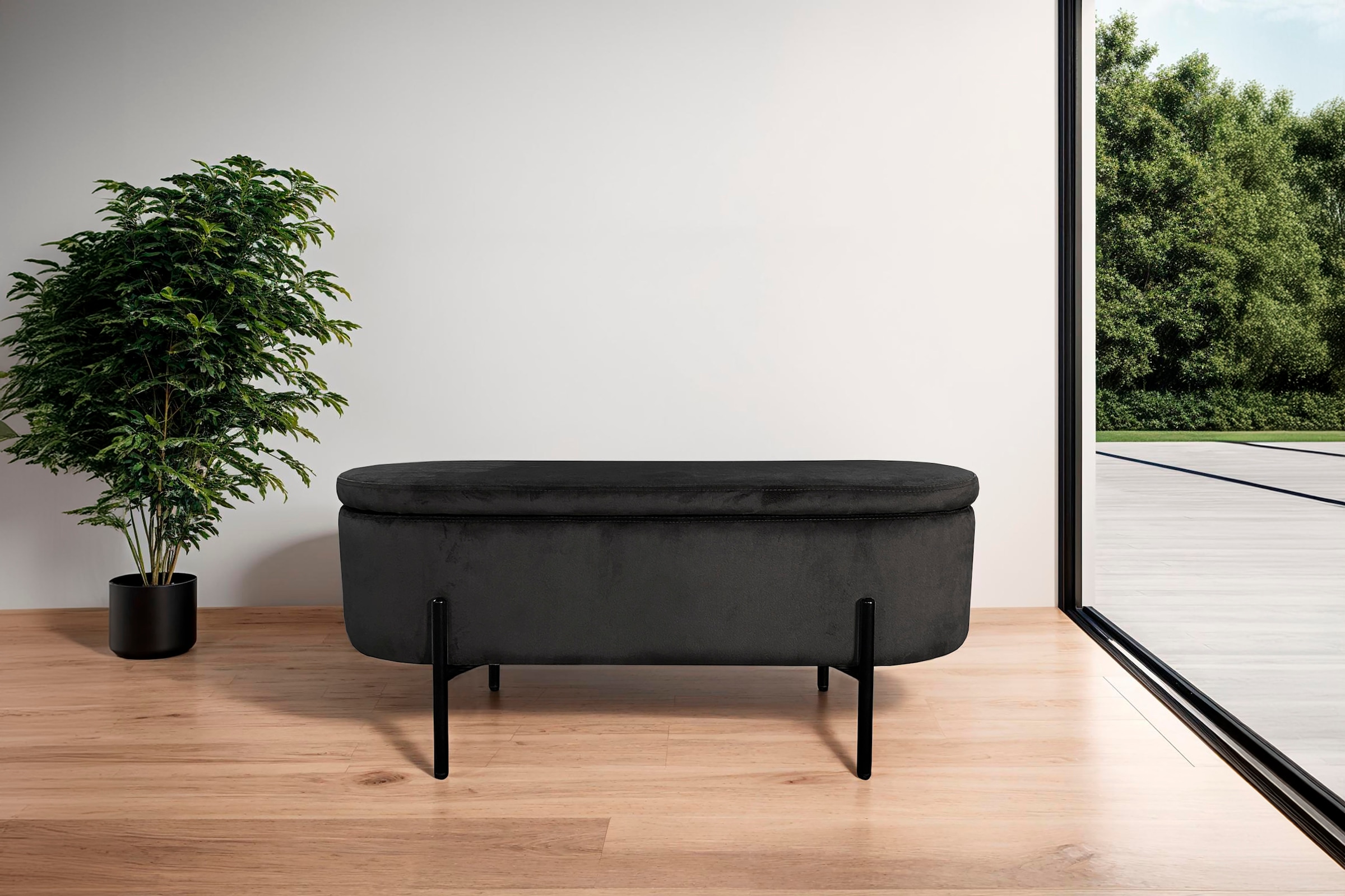 byLIVING Sitzbank »NOVA« Samt, mit Stauraum/Truhe, Innenmass Truhe 26,5 x 83cm, Höhe: 19 cm