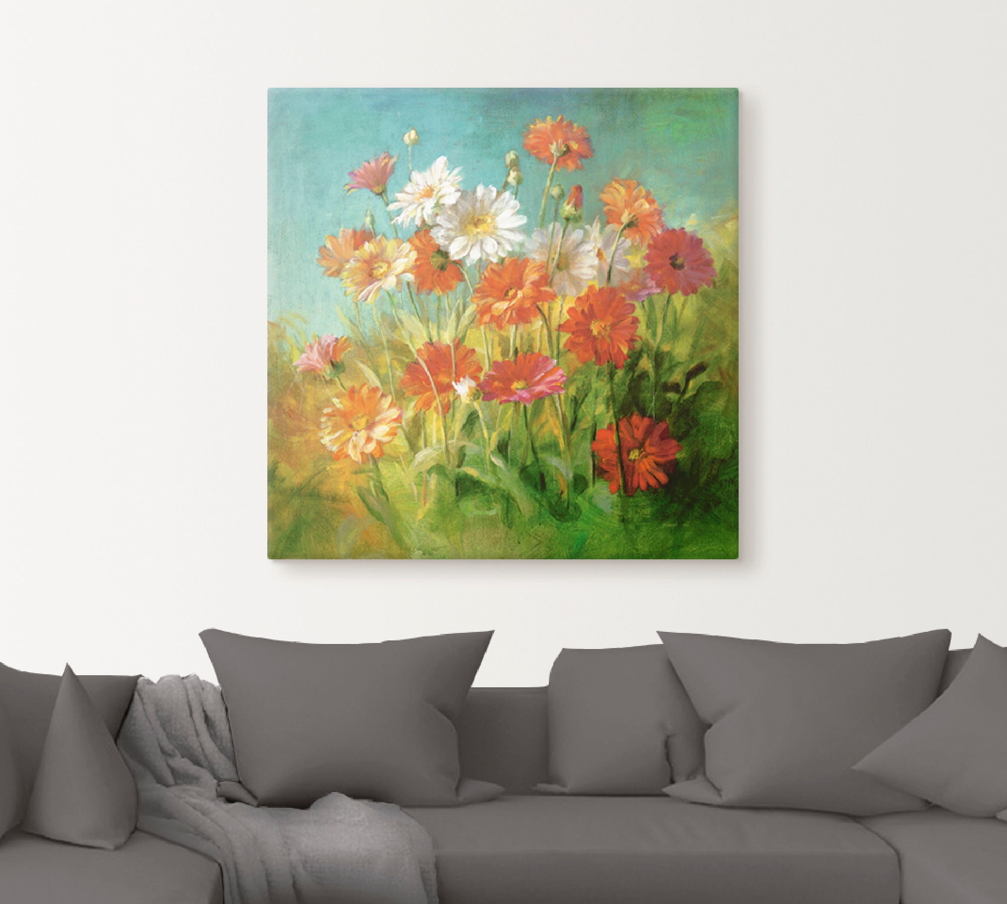 Artland Leinwandbild »Gemalte Gänseblümchen«, Blumen, (1 St.), auf Keilrahmen gespannt