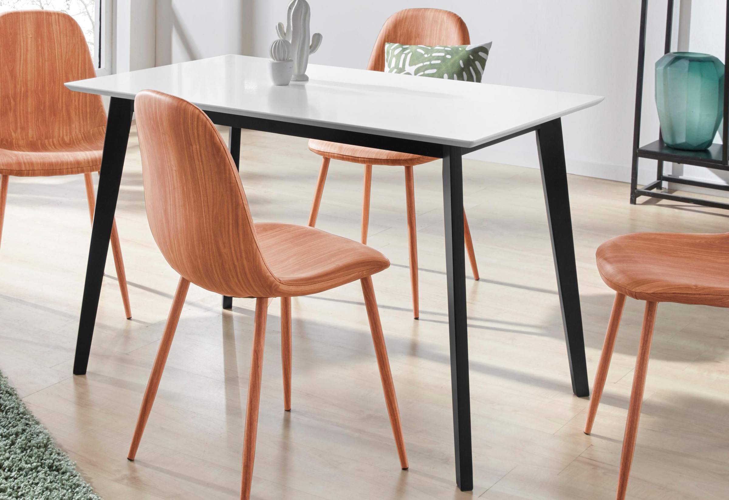 Image of GOODproduct Esstisch "Cody" mit Beinen aus Massivholz eckige MDF-Tischplatte, in 2 Farbvarianten