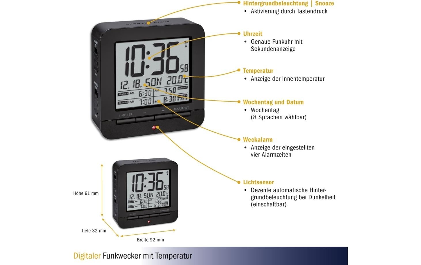 Image of TFA Dostmann Wecker "mit Temperaturanzeige"
