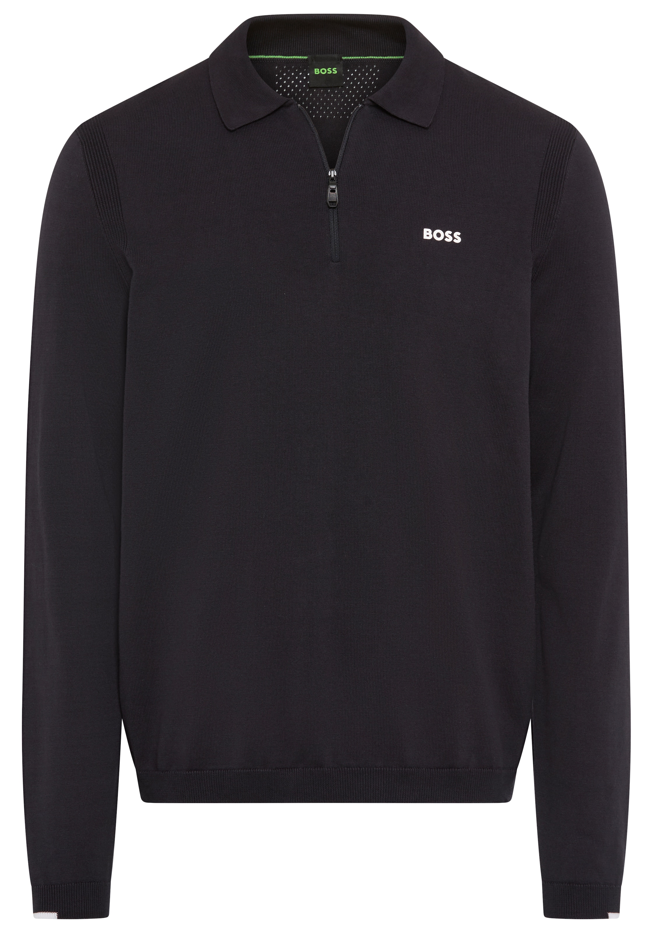 BOSS GREEN Strickpullover »KN Ever-X PL« mit Reissverschluss, regular fit, toniges Logo