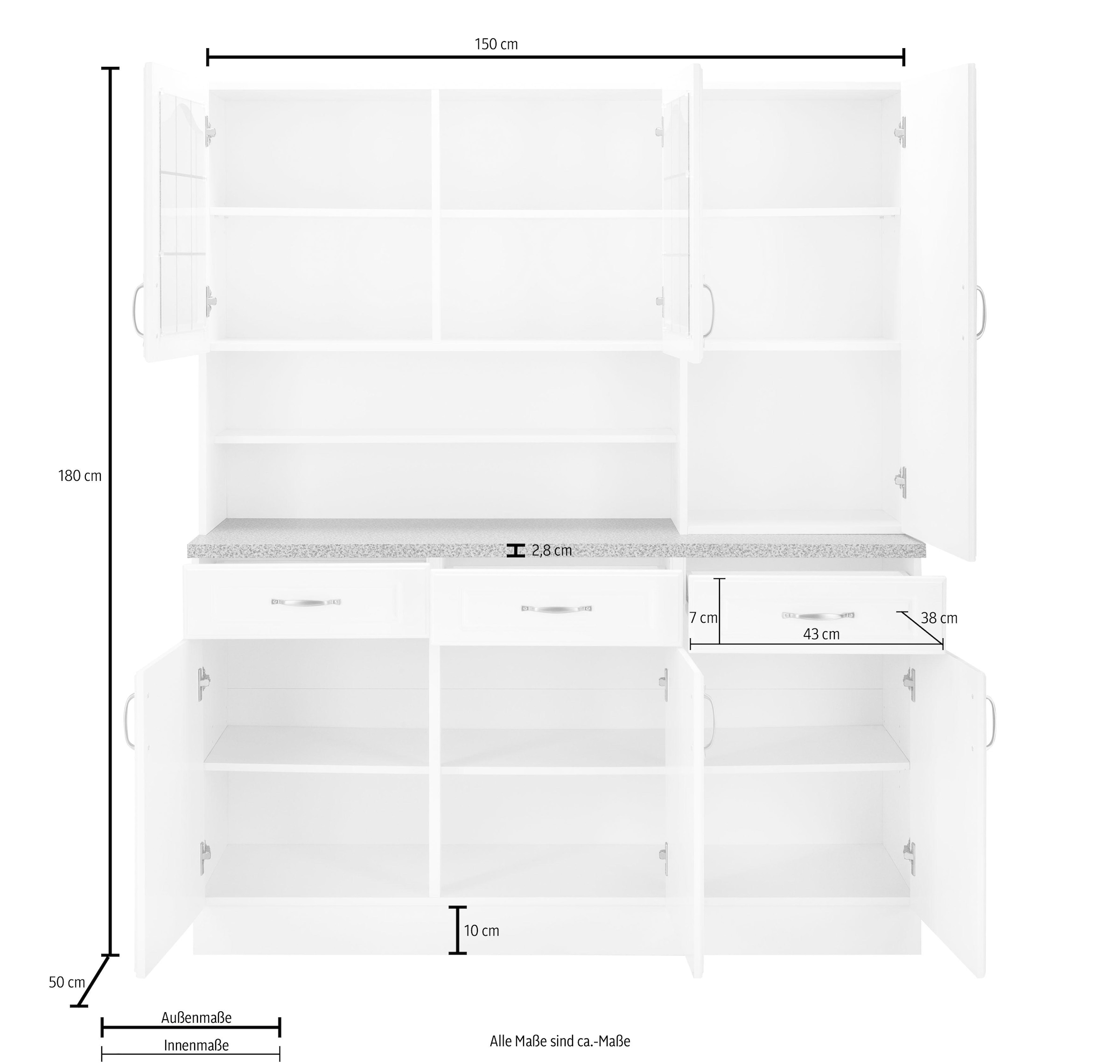 wiho Küchen Buffet »Linz«, in Landhaus-Optik, Breite 150 cm