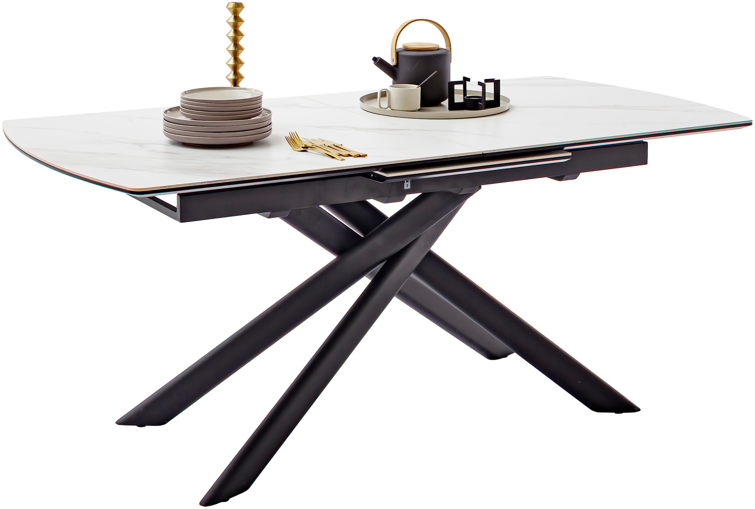 MCA furniture Table de salle à manger »VANINO Auszugtisch 180-230 cm marmoriert« 1 cuis tlg. Keramik,Metall,Synchronauszug,ausziehbar,8-10 Personen