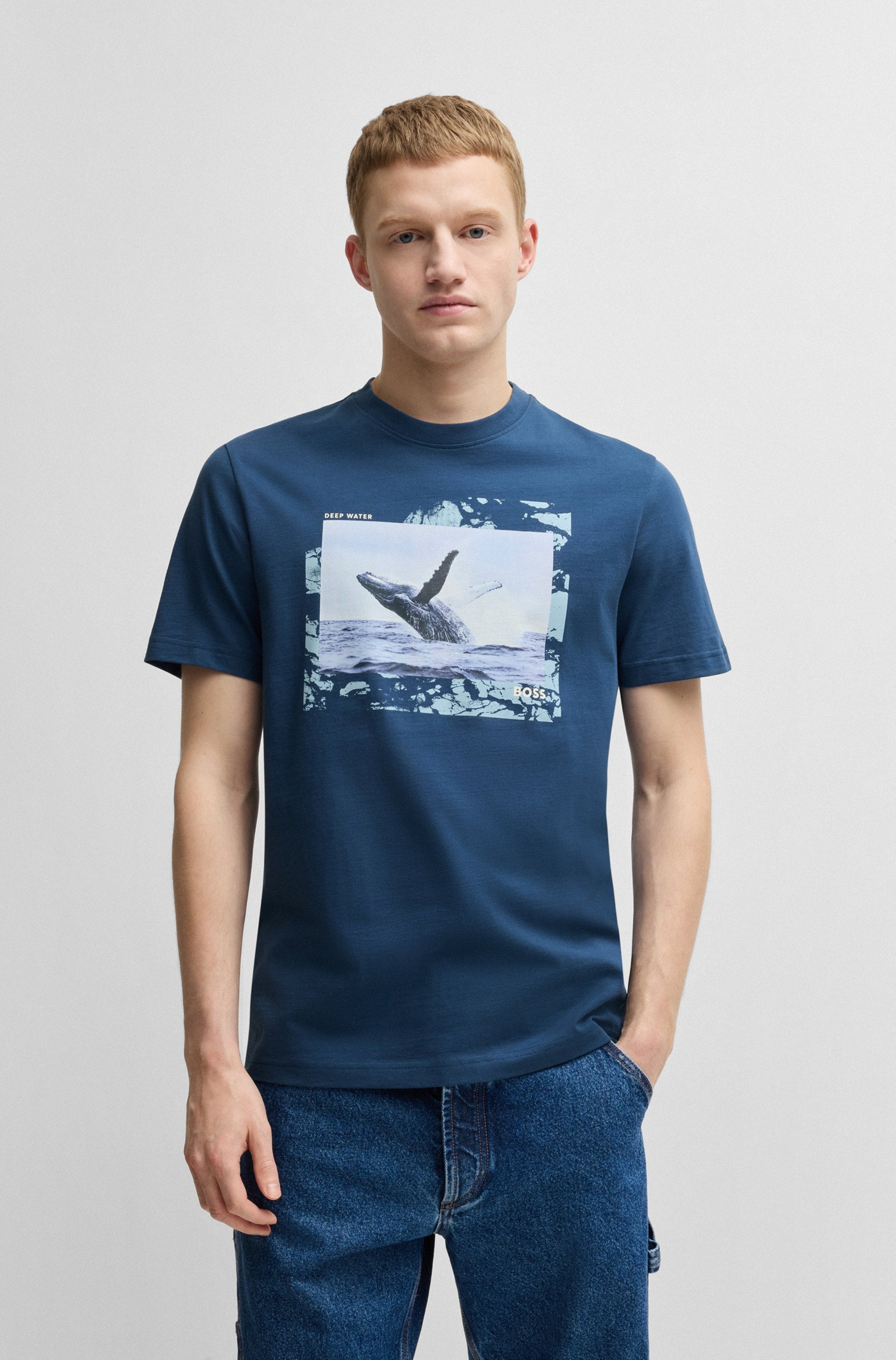 Image of BOSS ORANGE T-Shirt "Te Dunetrace" mit grossem Fotodruck