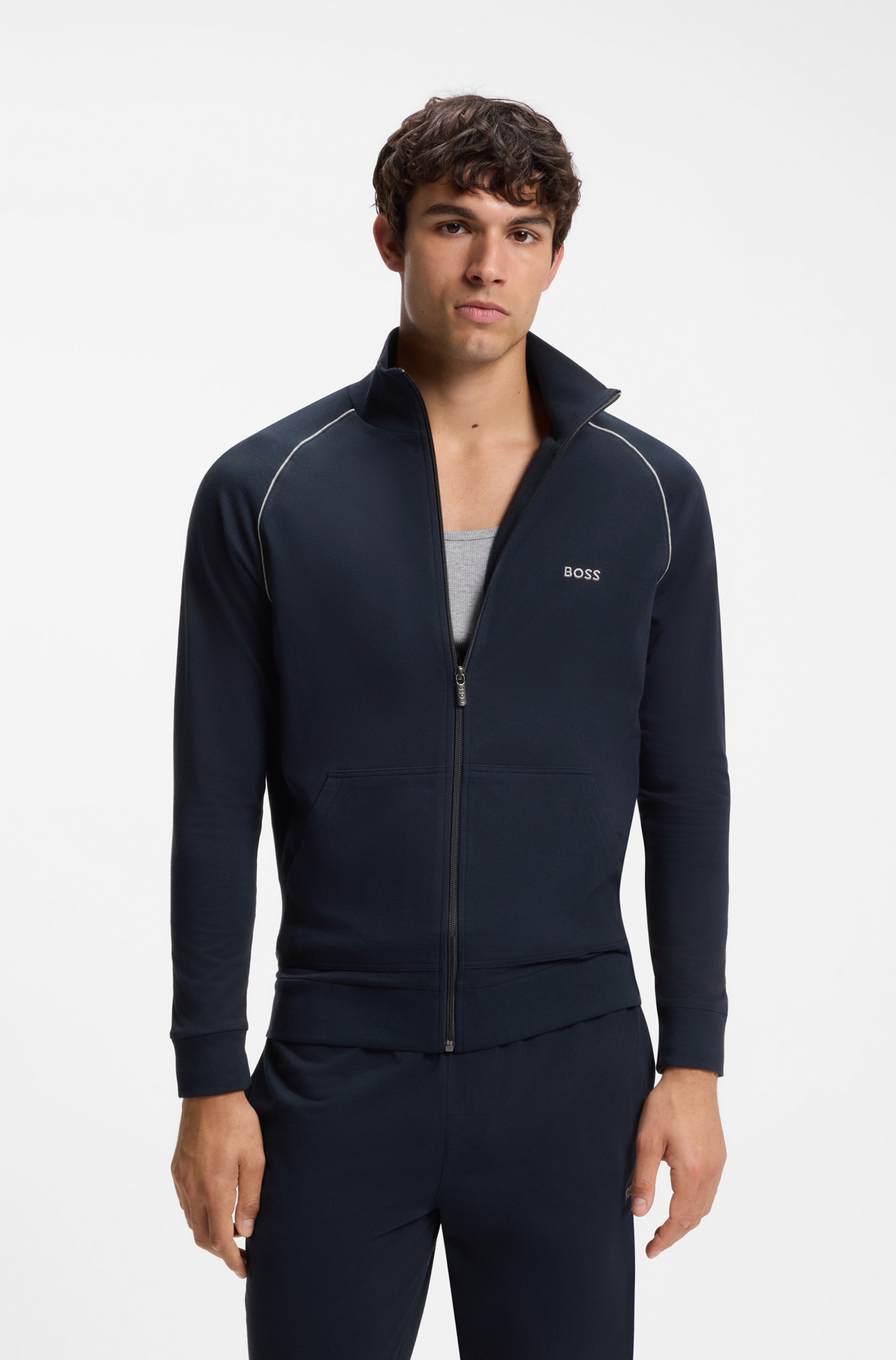 BOSS Veste sweat »Mix&Match Jacket Z« mit Kontrastnaht am Ärmel