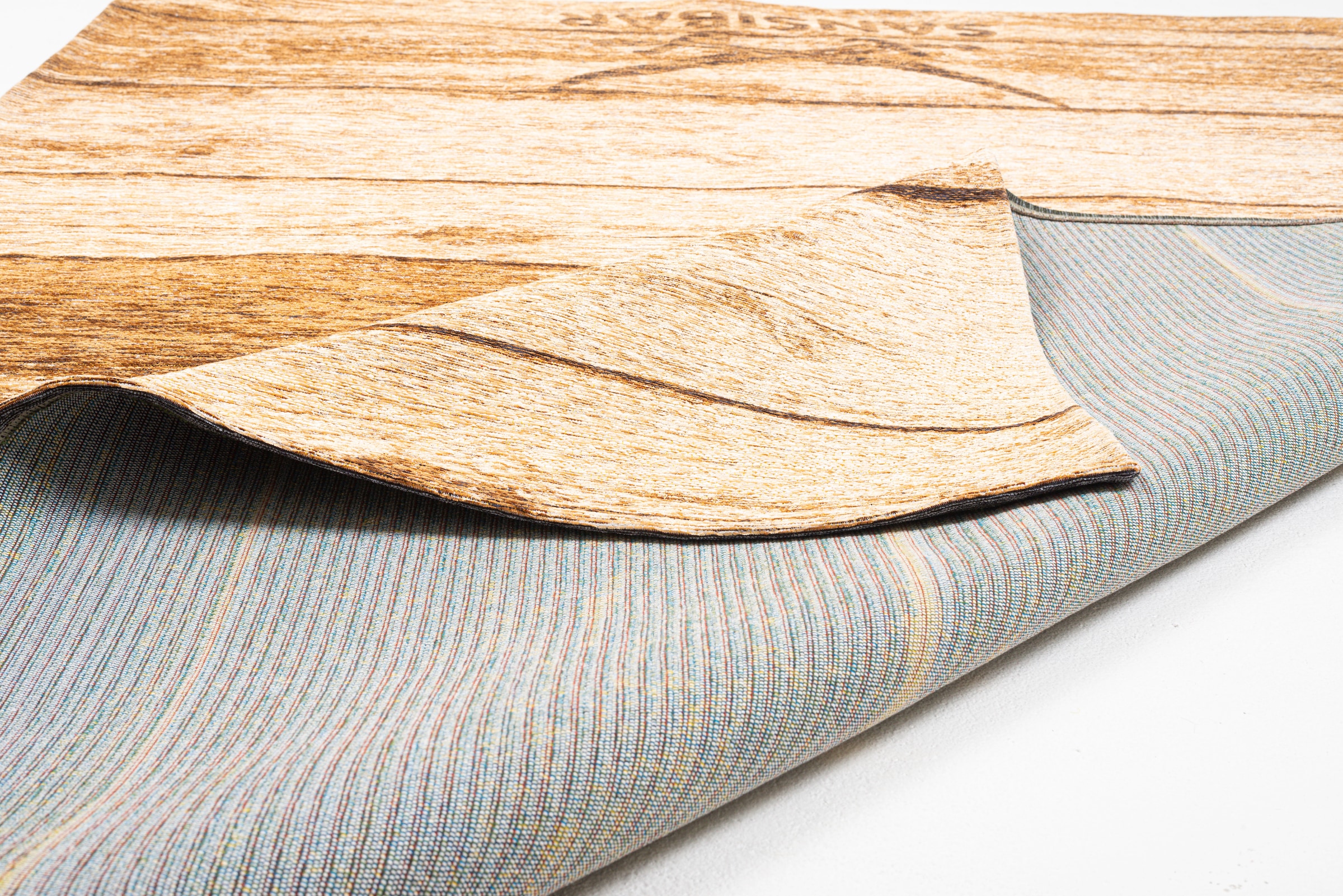 Sansibar Teppich »Keitum 009«, rechteckig, Flachgewebe, sur Trouver Holzdielen Motiv Säbel & gekreuzte
