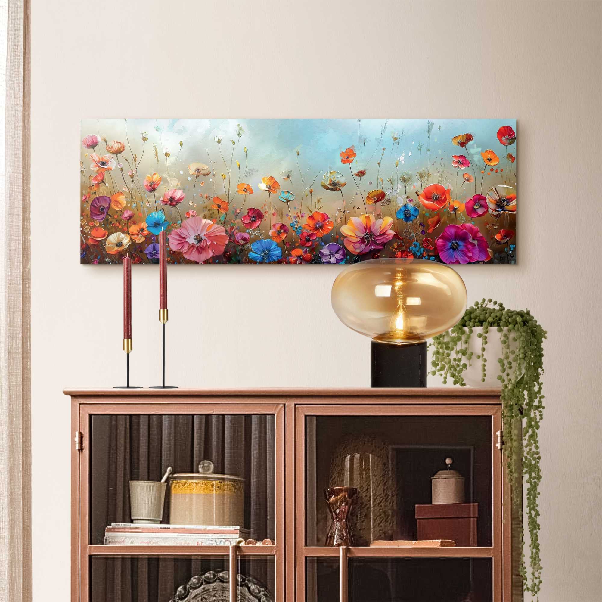 Image of Reinders Deco-Panel "Blumenfeld" Blumen 1 Stk. tlg. Hobbyraum - Mehrfarbig - MDF - Blumen und Pflanzen - 90x30 cm