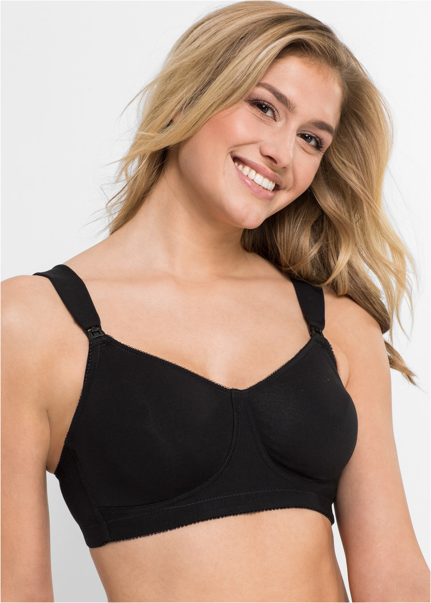 bonprix Soutien-gorge d'allaitement »Still BH ohne Bügel mit Baumwolle (2er Pack)« Paquet, 2 cuis für den Alltag, mit Klickverschluss am Cup, nahtlos vorgeformte Cups