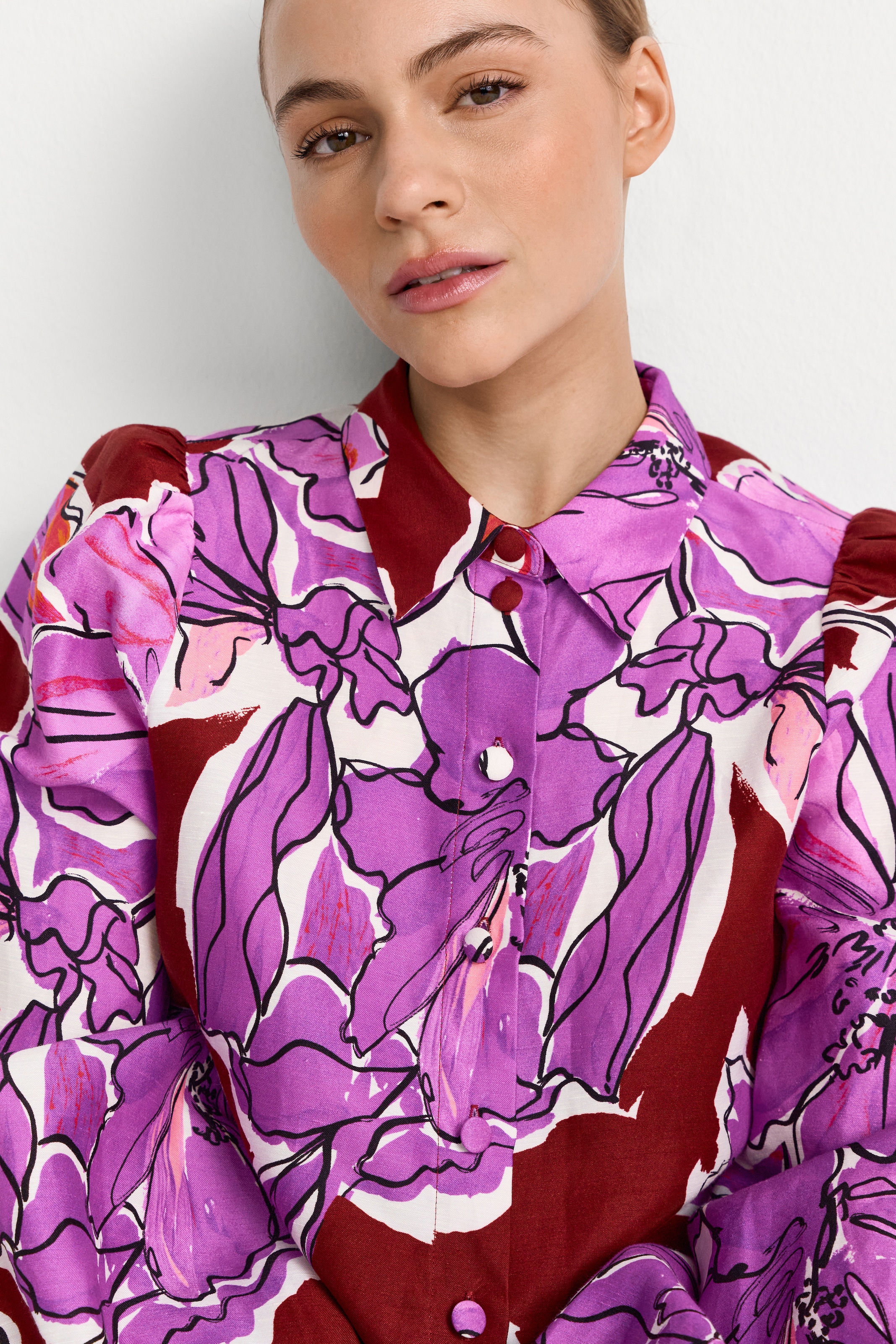 Image of RICHROYAL Langarmbluse aus Leinen-Mix, Allover Blumenprint