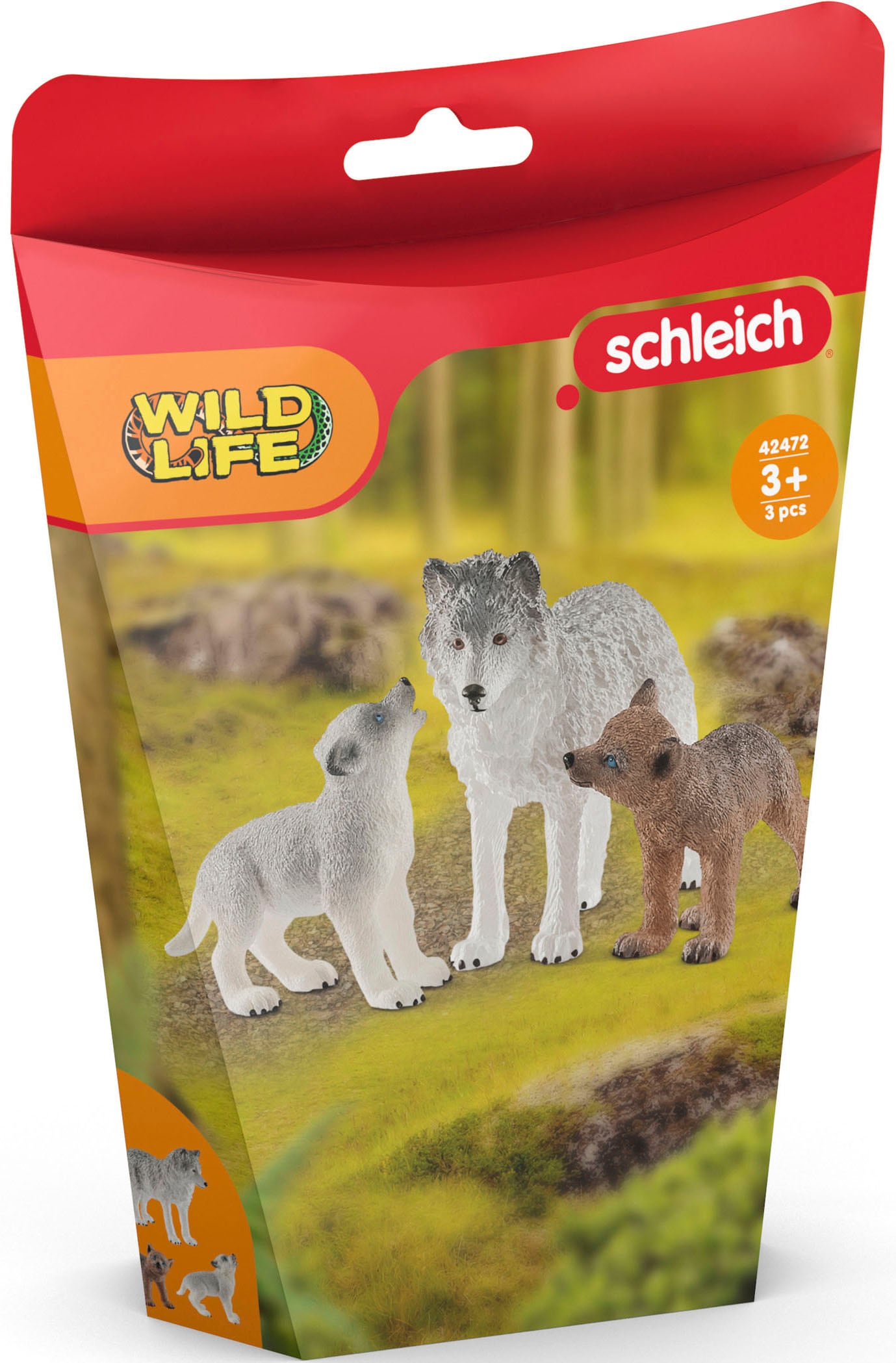 Schleich® Spielfigur »WILD LIFE, Wolfsmutter mit Welpen (42472)«, (Set)