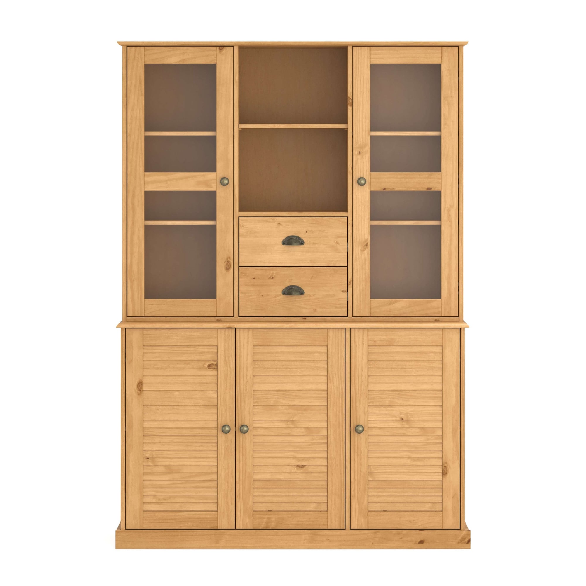 GOODproduct Buffet »Turia« avec portes vitrées et à lamelles, en pin massif FSC®, hauteur 180 cm