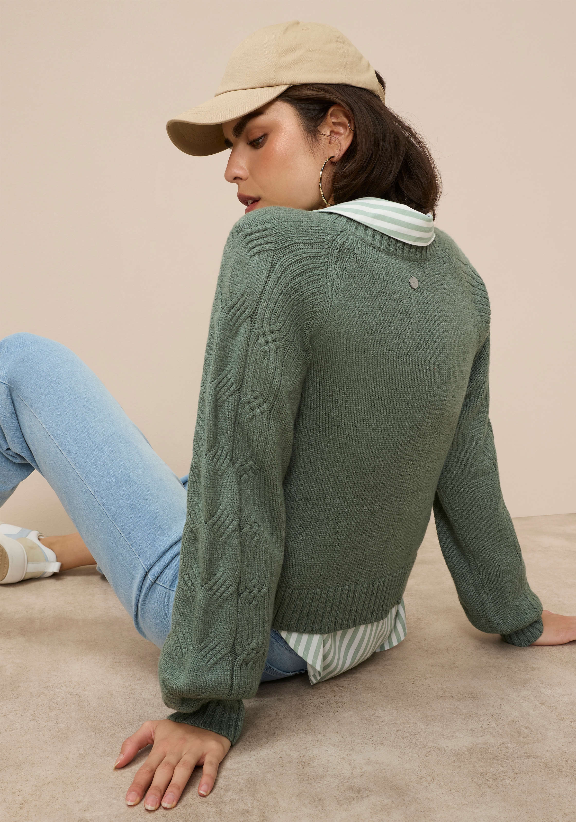 Tamaris Pull en tricot mit Rundhals-Ausschnitt und Zopfmuster