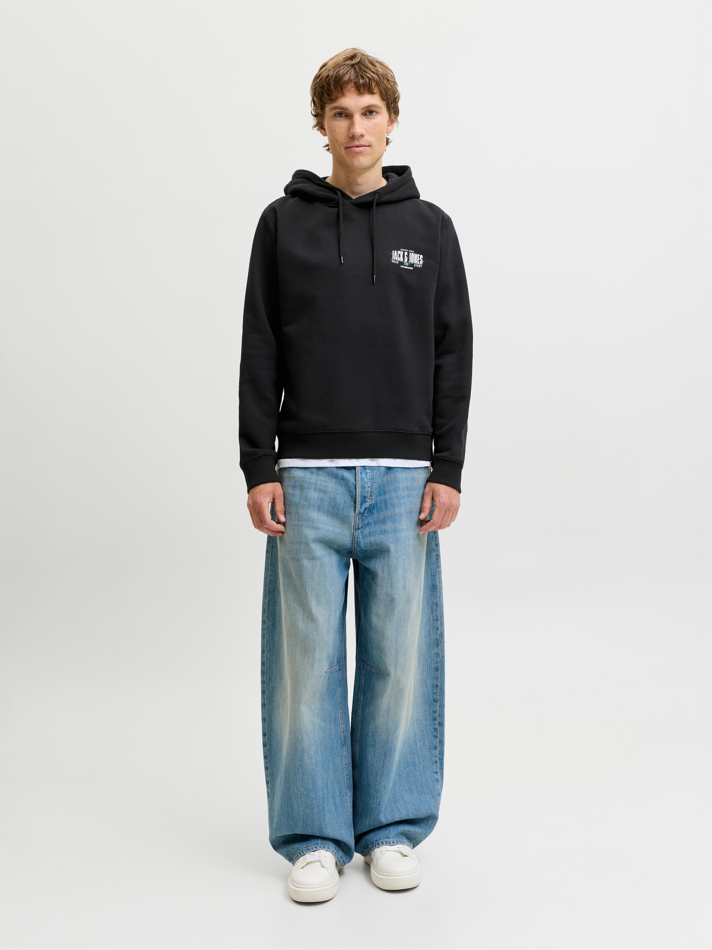 Jack & Jones Sweat à capuche »JJAERO SWEAT HOOD«, mélange de matériaux, coupe régulière
