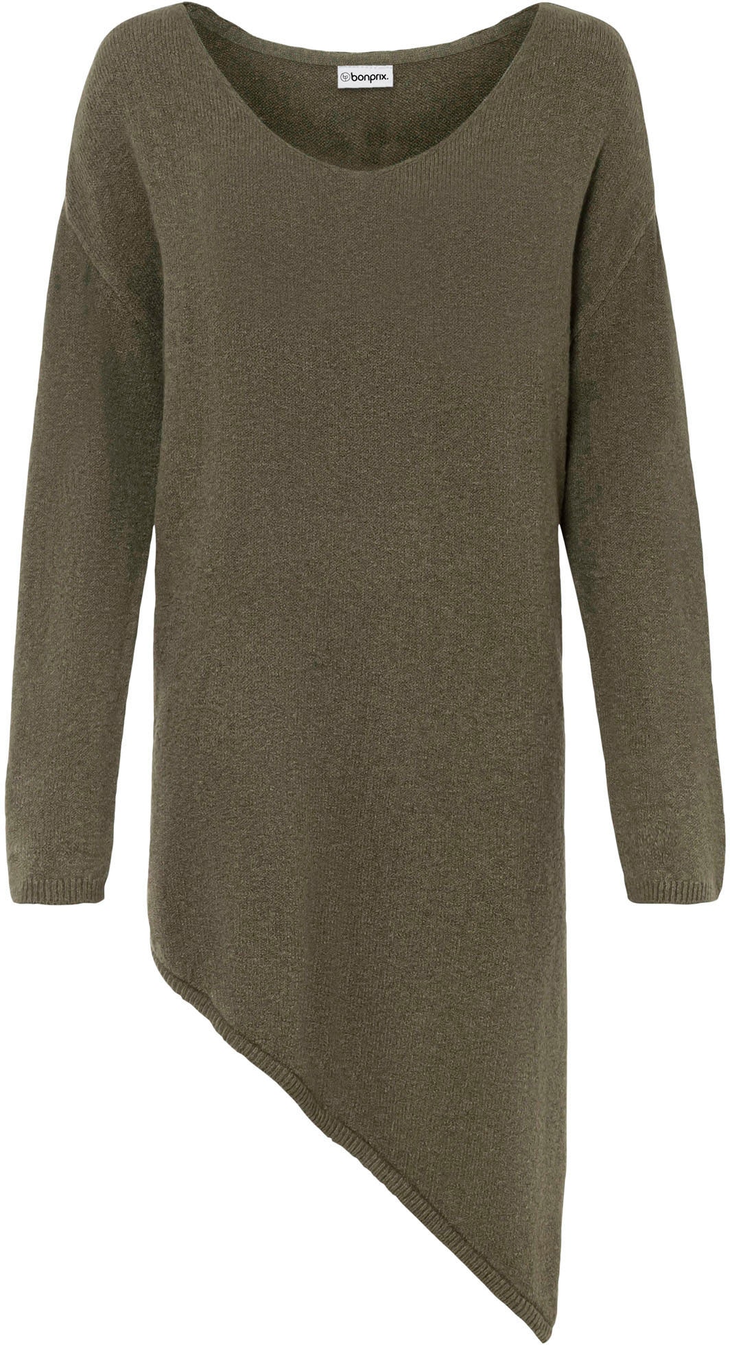 bonprix Strickpullover »Asymmetrischer Pullover« aus Baumwolle, Polyacryl, Polyamid und Elasthan, Oversize Passform